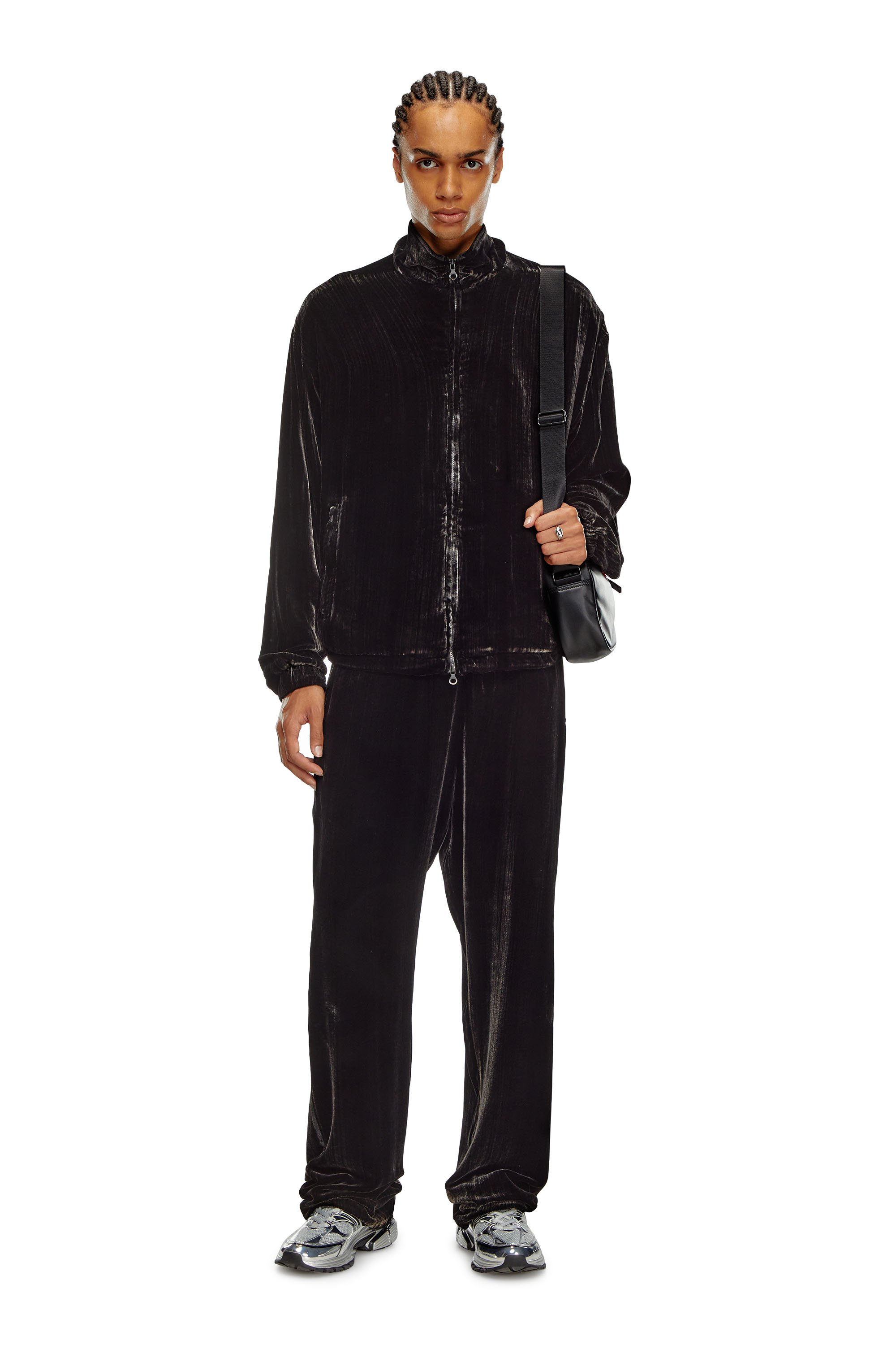 Diesel - J-SALFORD, Male Treated silk-blend velvet jacket in Black - Image 2