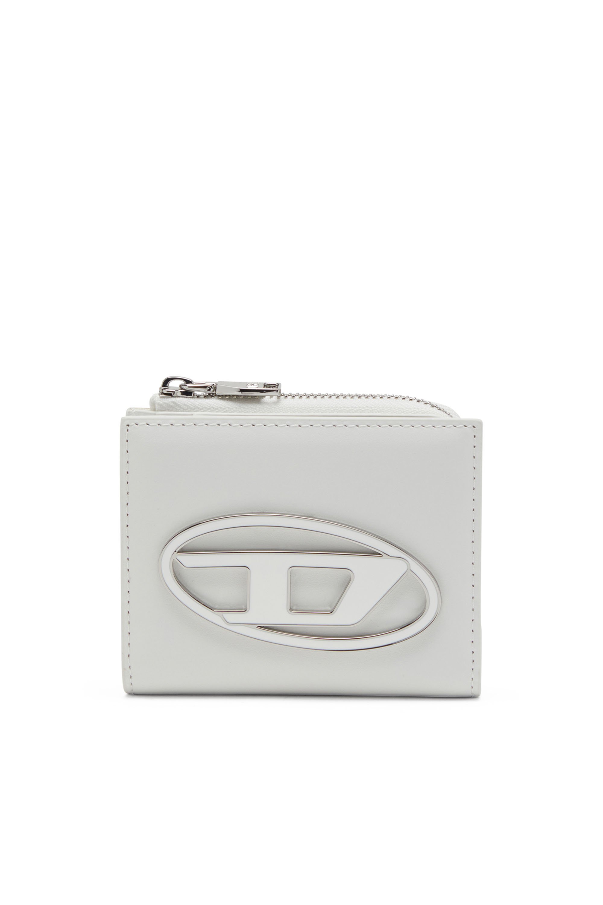 Diesel - 1DR CARD HOLDER ZIP L, Female Bi-fold card holder in nappa leather in White - Image 1