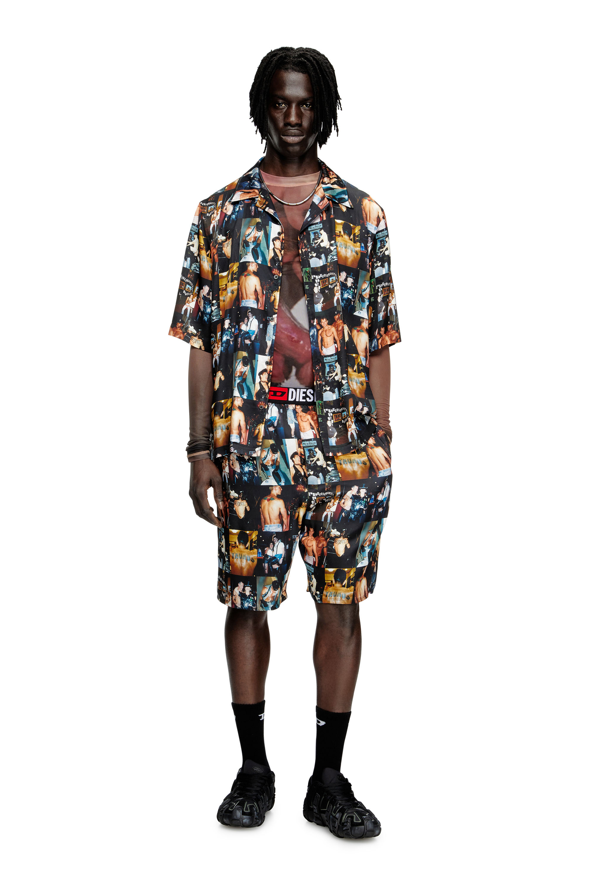 Diesel - PR-P-TOLL-SHOR-TOM25, Chemise bowling avec imprimés graphiques Mixte in Noir - 1
