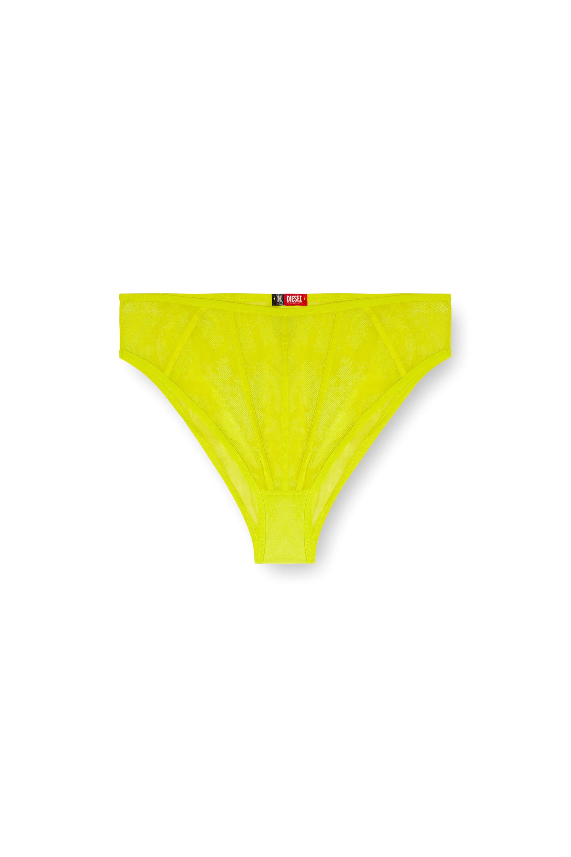 Diesel - C-MESH-HIGH-WAIST-BRIEF, Female's High-waist briefs in flocked mesh in Green Fluo - 4