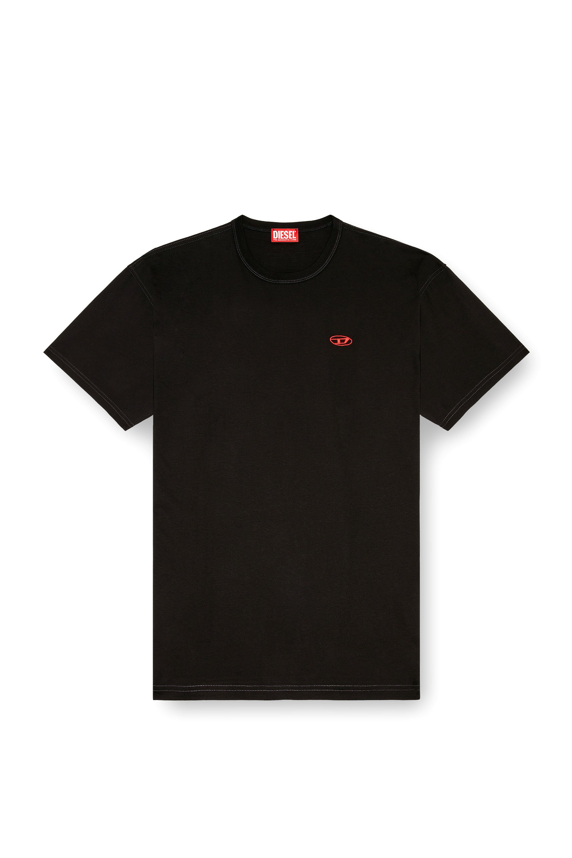 Diesel - T-BOXT-K18, Male T-shirt with Oval D print and embroidery in Black - Image 4