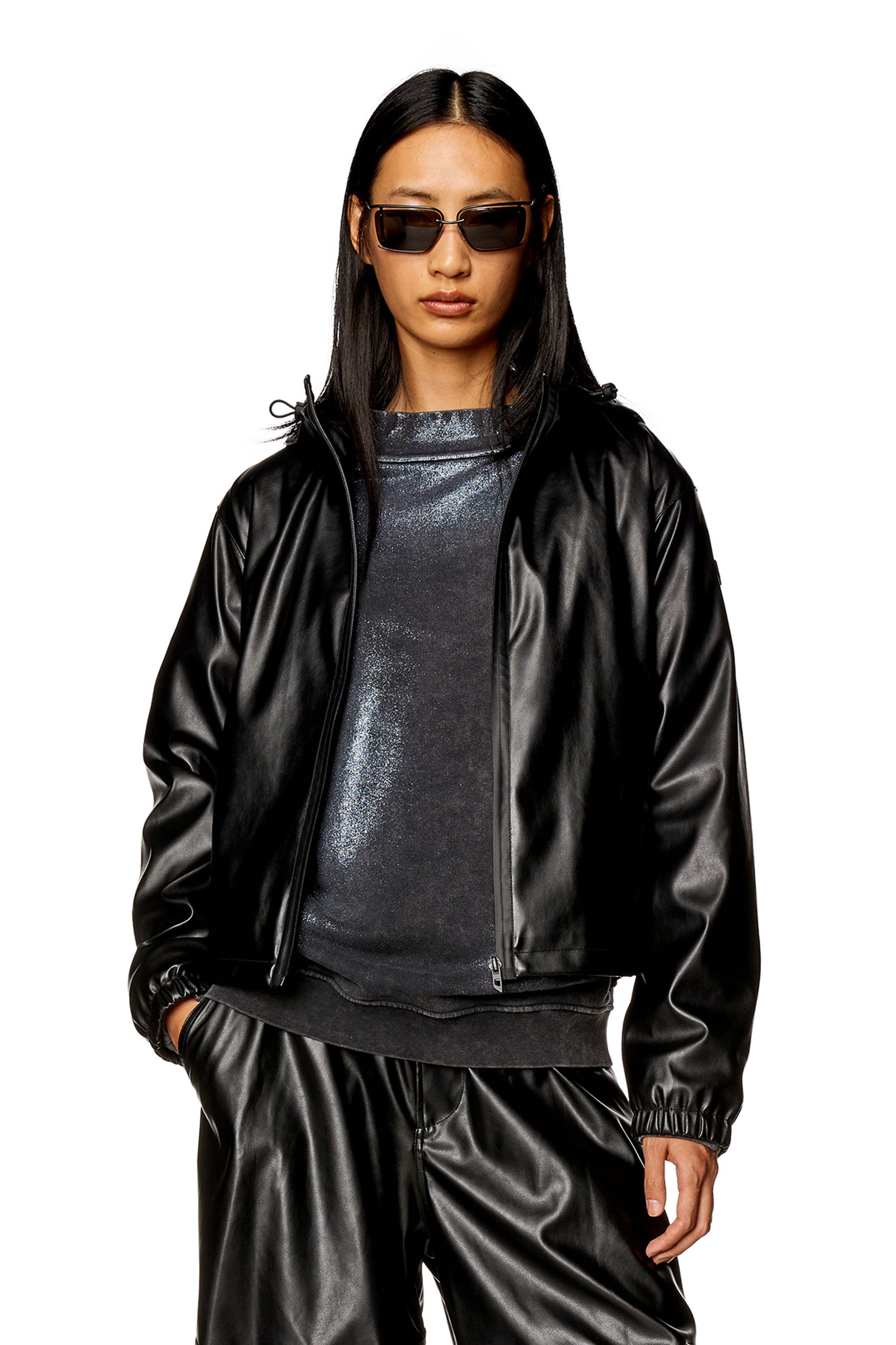 Diesel - G-BONNY-N1, Female Hooded jacket in coated fabric in Black - Image 1