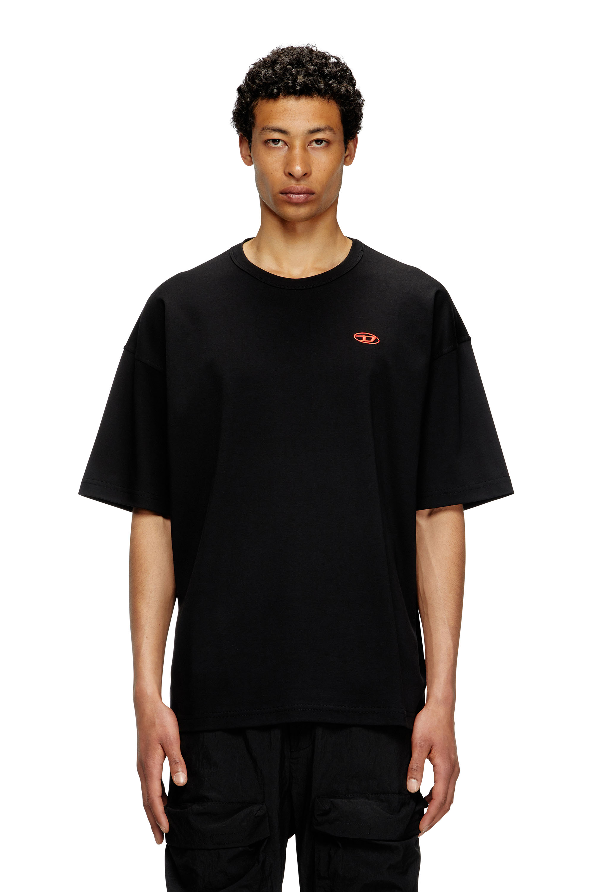 Diesel - T-BOXT-T6, Male's T-shirt with red Oval D in Black - 1