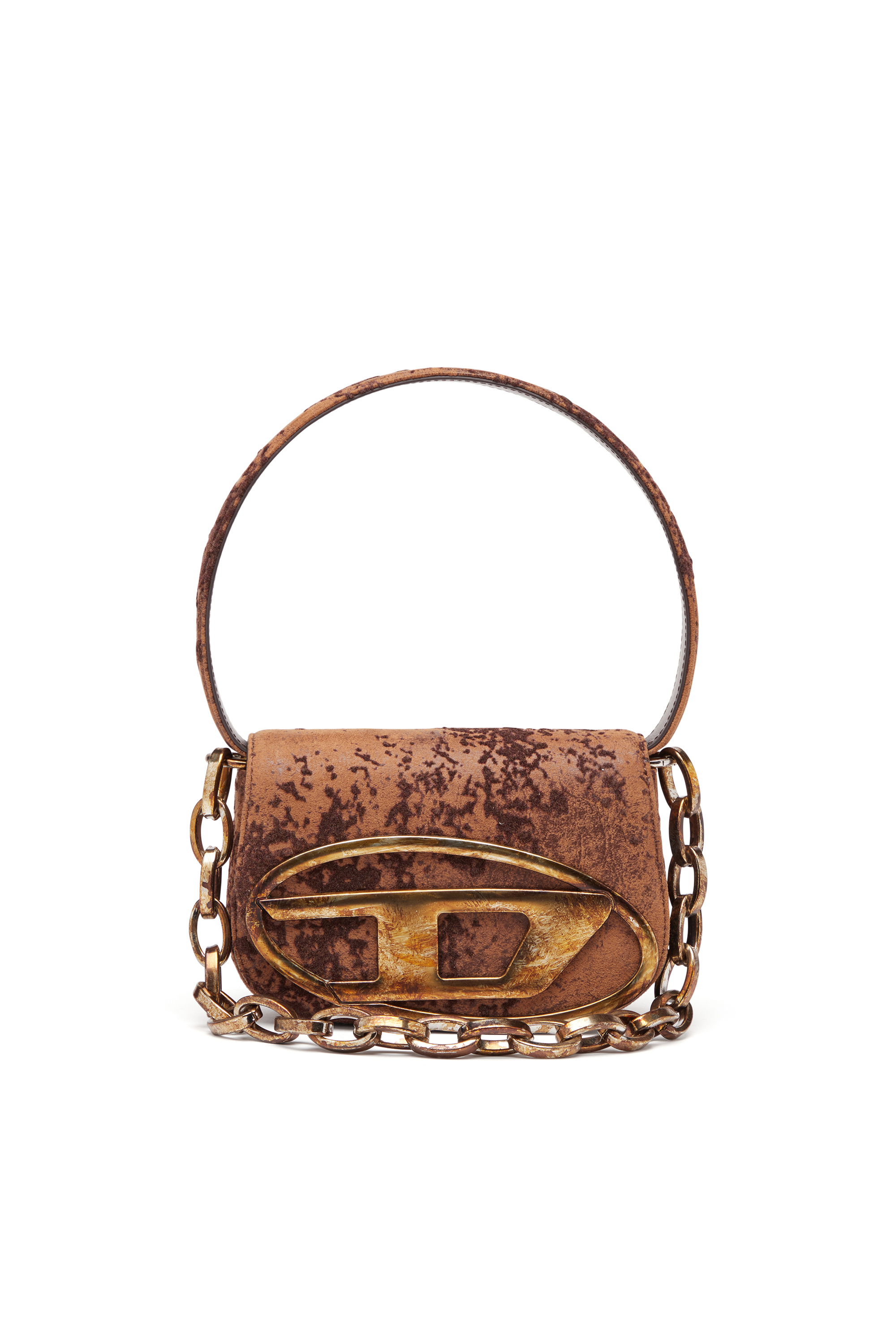 Diesel - 1DR, Female's 1DR-Iconic shoulder bag in flocked fabric in Brown - 1