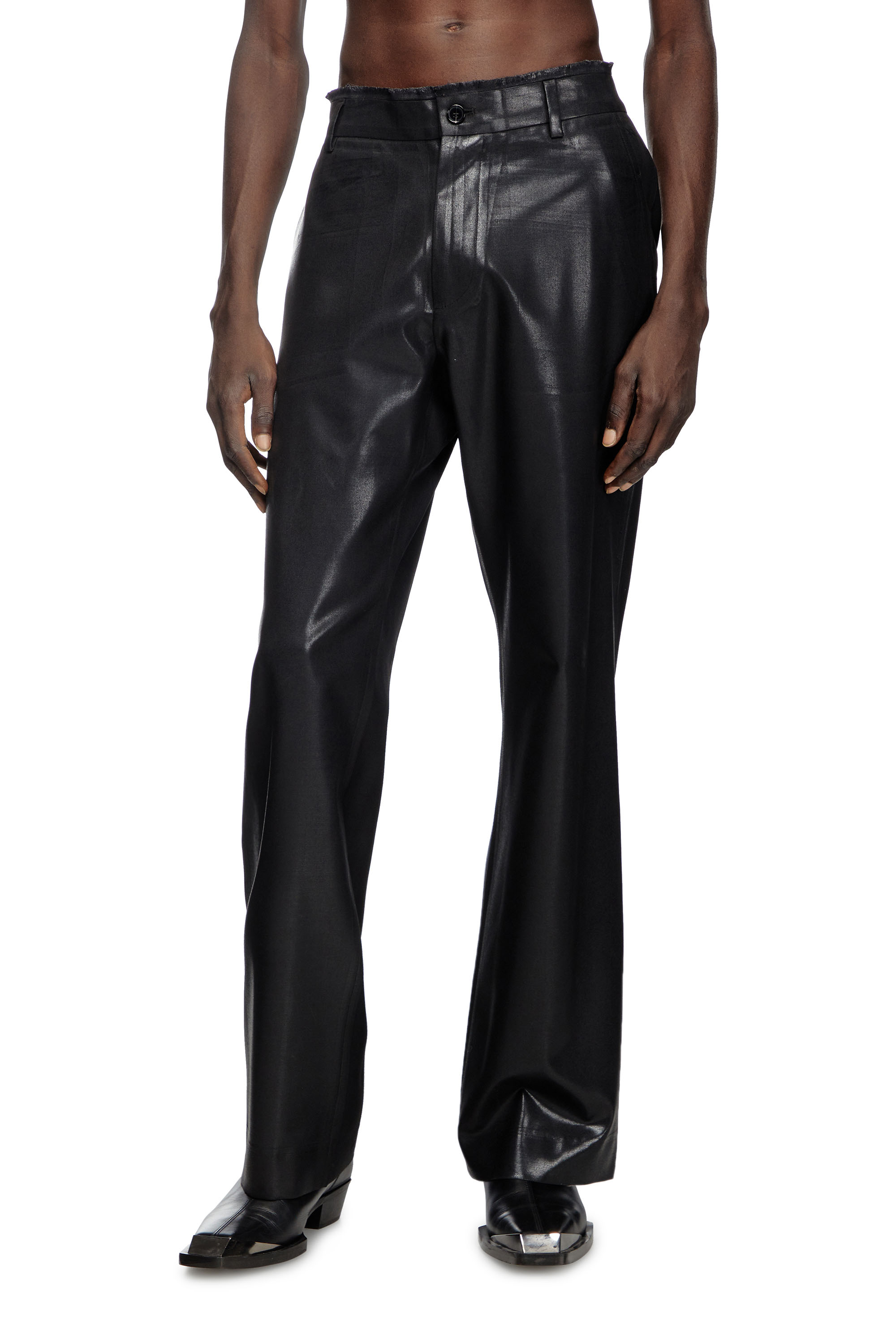 Diesel - P-KILEY-HEAV, Male's Cool Wool pants with denim-trim waist in Black - 1