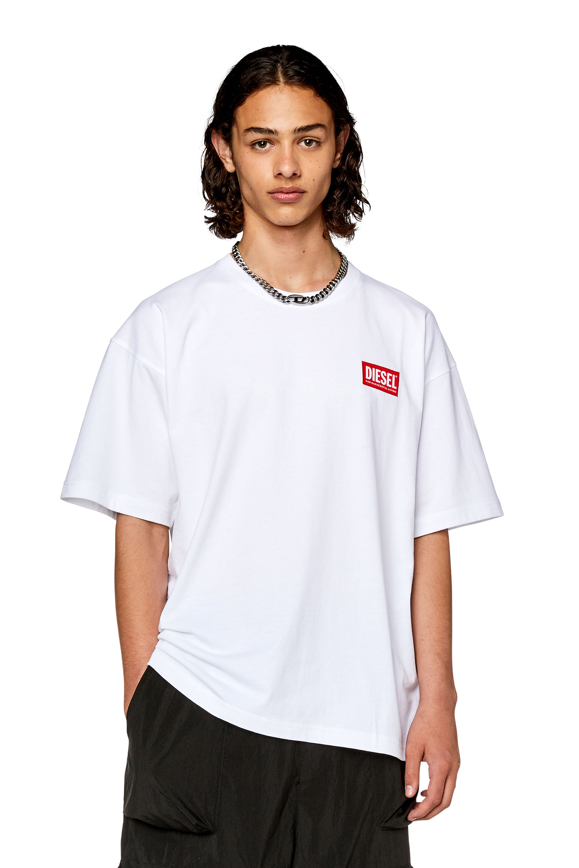 Diesel - T-NLABEL-L1, Homme T-shirt avec empiècement à logo in Blanc - Image 1