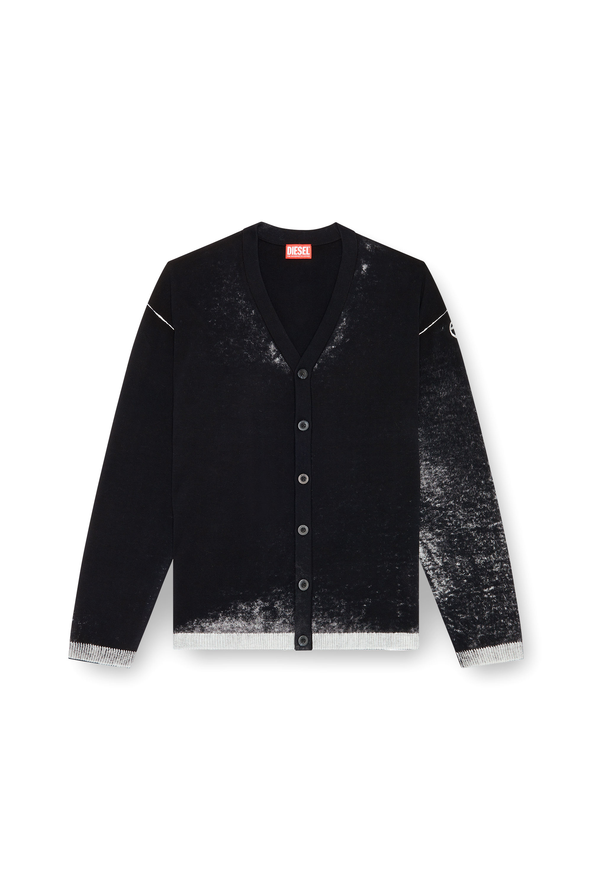 Diesel - K-LARENCE-CARDIGAN-B, Male's Reverse-print cotton cardigan in Black - 5