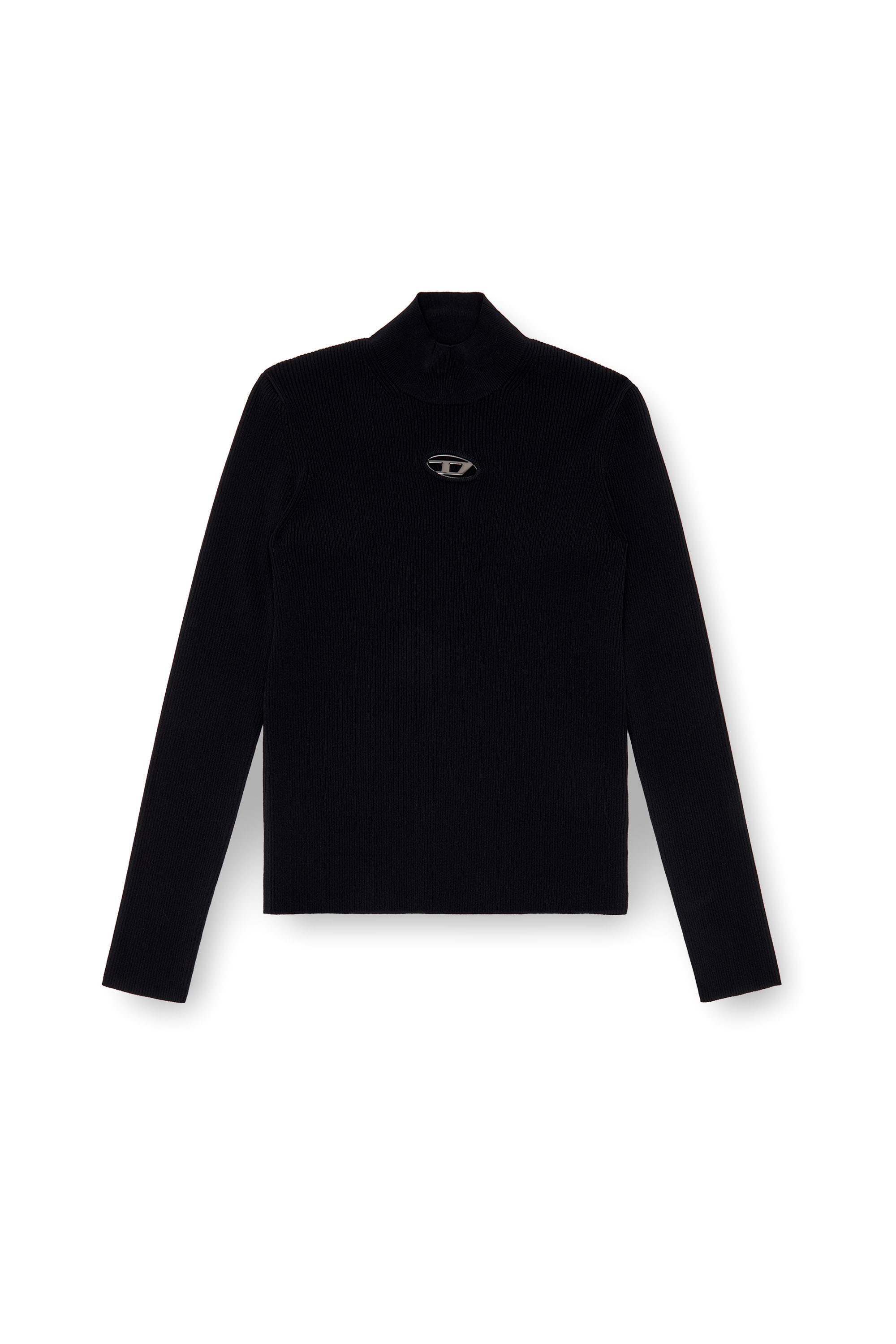 Diesel - K-ZACKARY, Male's Mock-neck jumper with Oval D in Black - 5