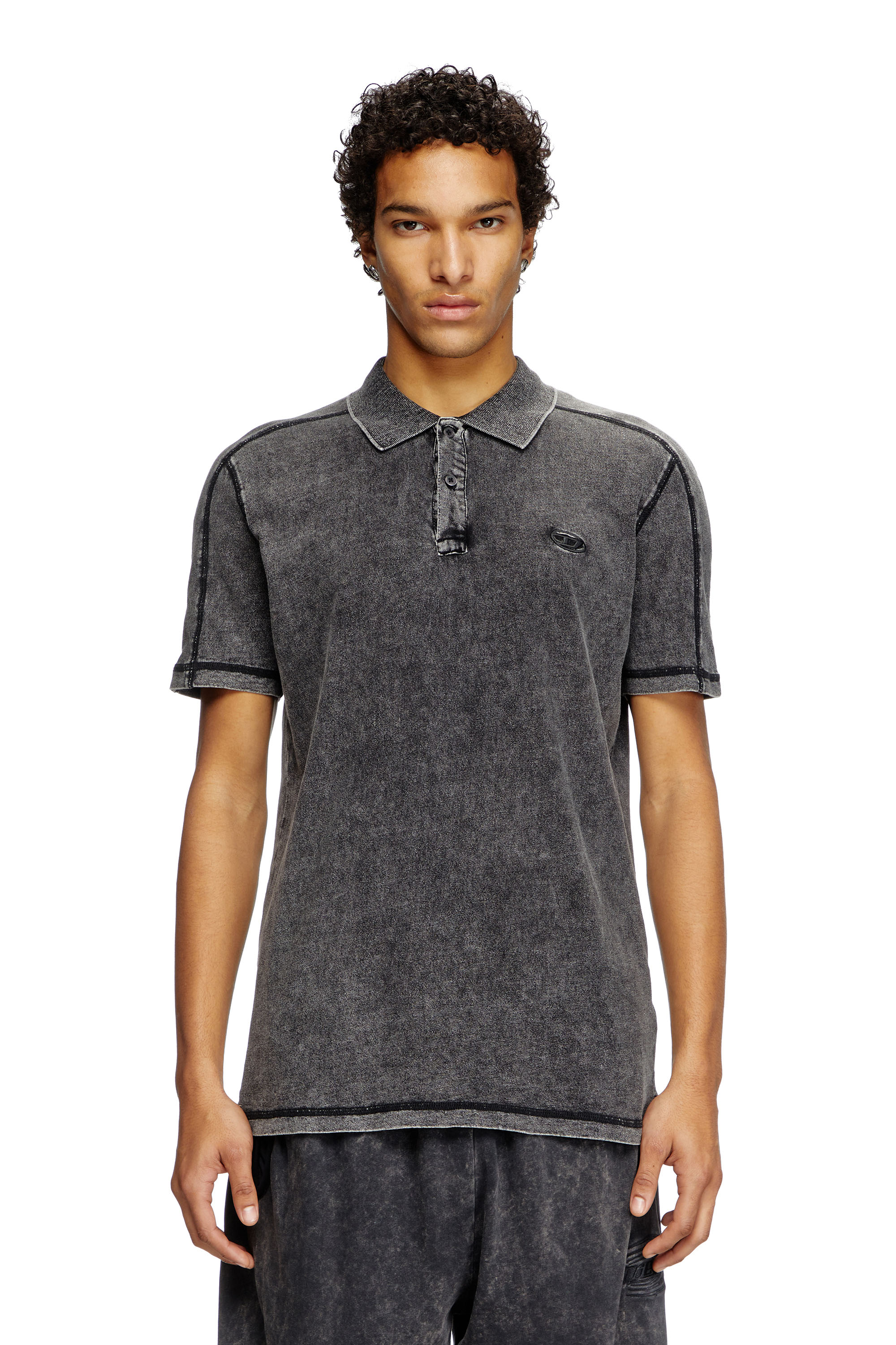 Diesel - T-SWIND-R1, Male's Denim-look polo shirt in Black - 1