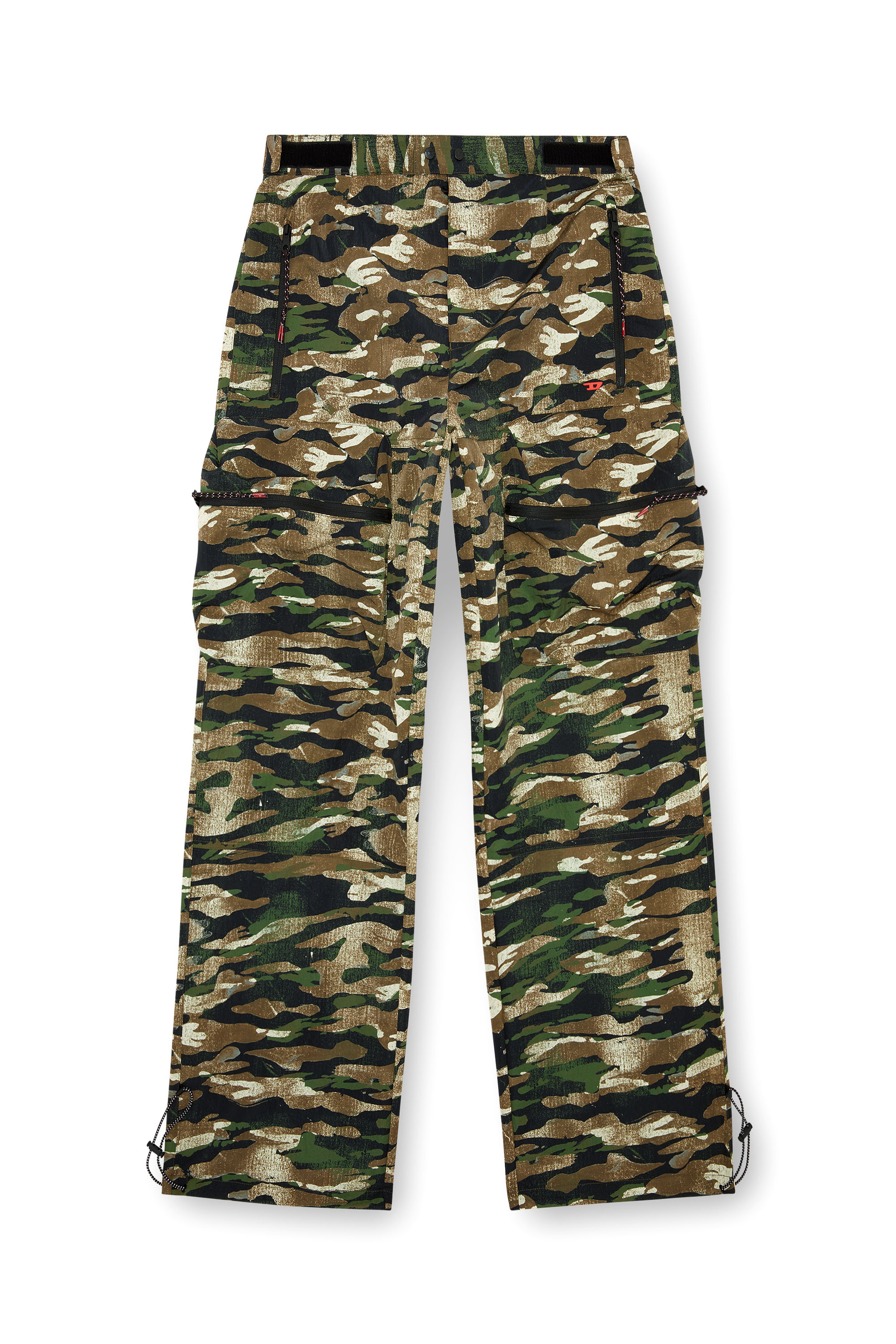 Diesel - AMSB-AMBROSE-WT23, Male's Nylon cargo pants with worn camo print in Brown/Green - 5