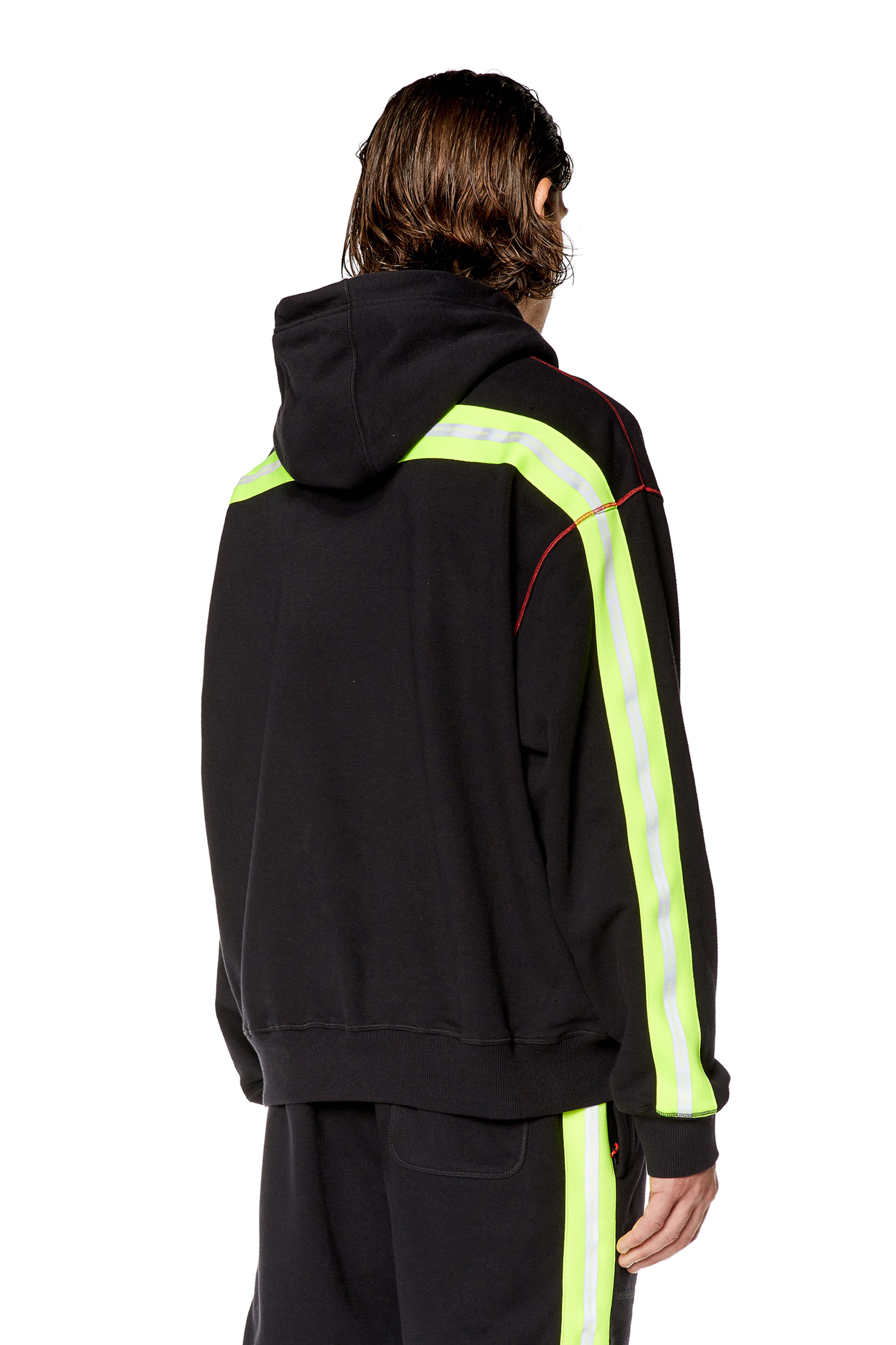Diesel - AMST-HAYDEN-HT06, Male Hoodie with reflective logo bands in Multicolor - Image 3
