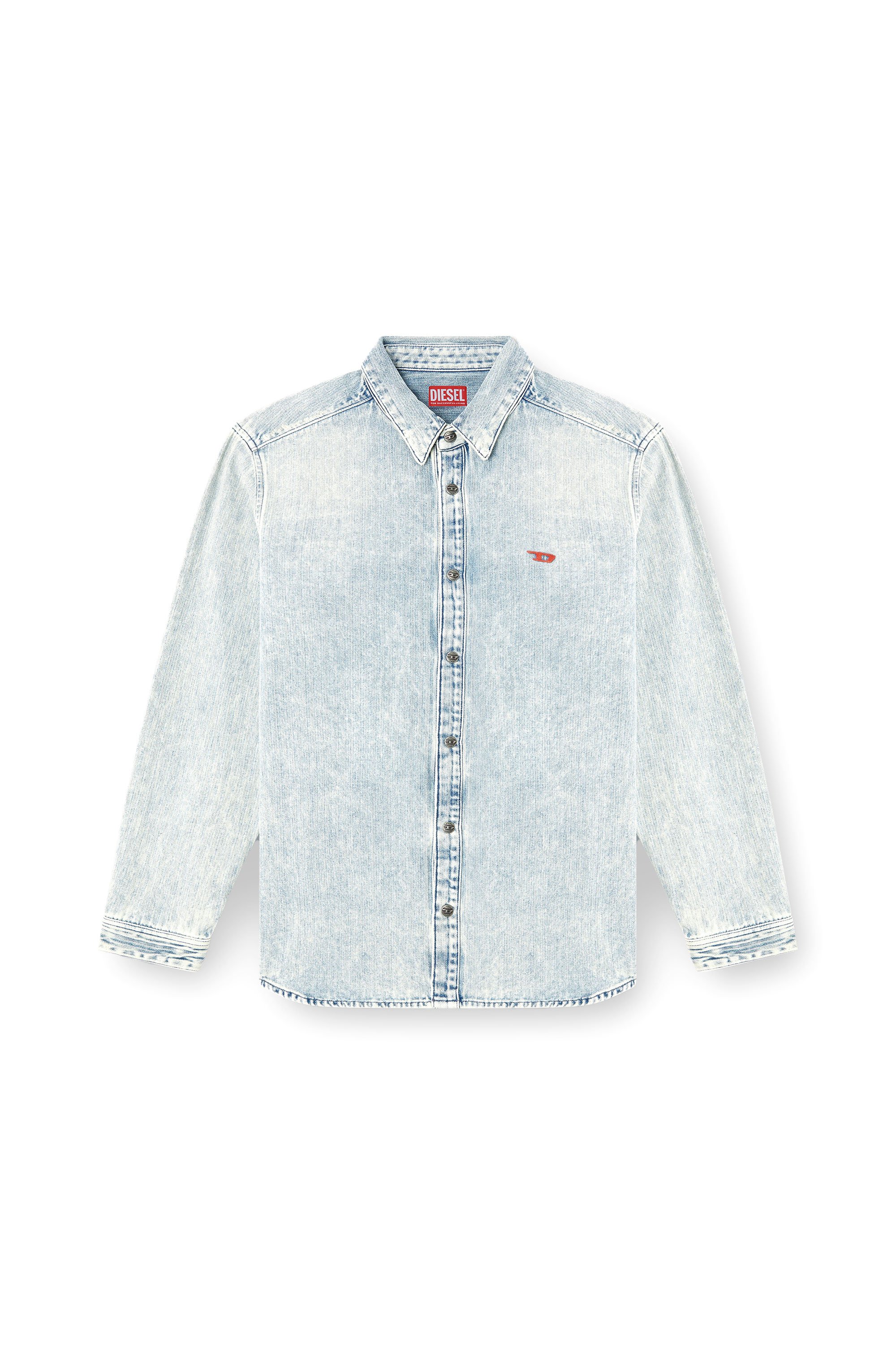 Diesel - D-SIMPLY, Male's Shirt in herringbone denim in Light Blue - 4