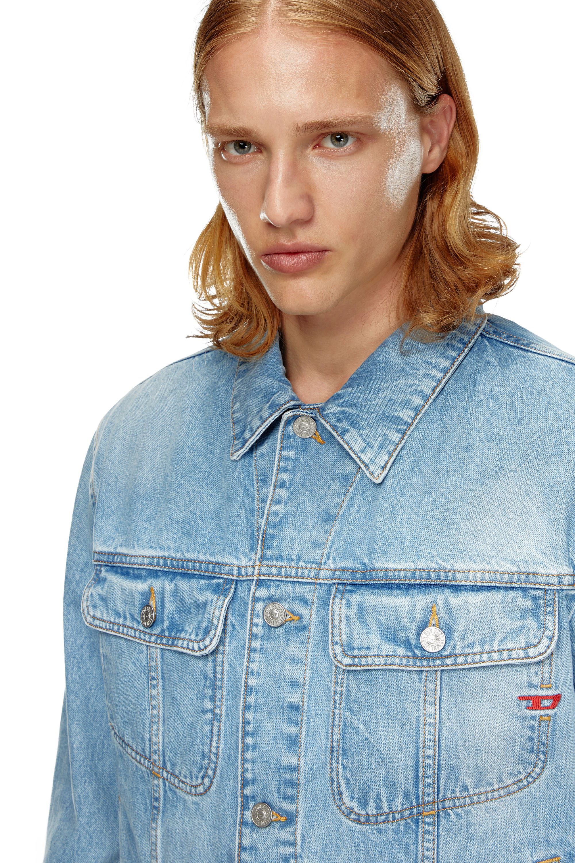 Diesel - D-BARCY, Male's Regular-fit trucker jacket in Light Blue - 4