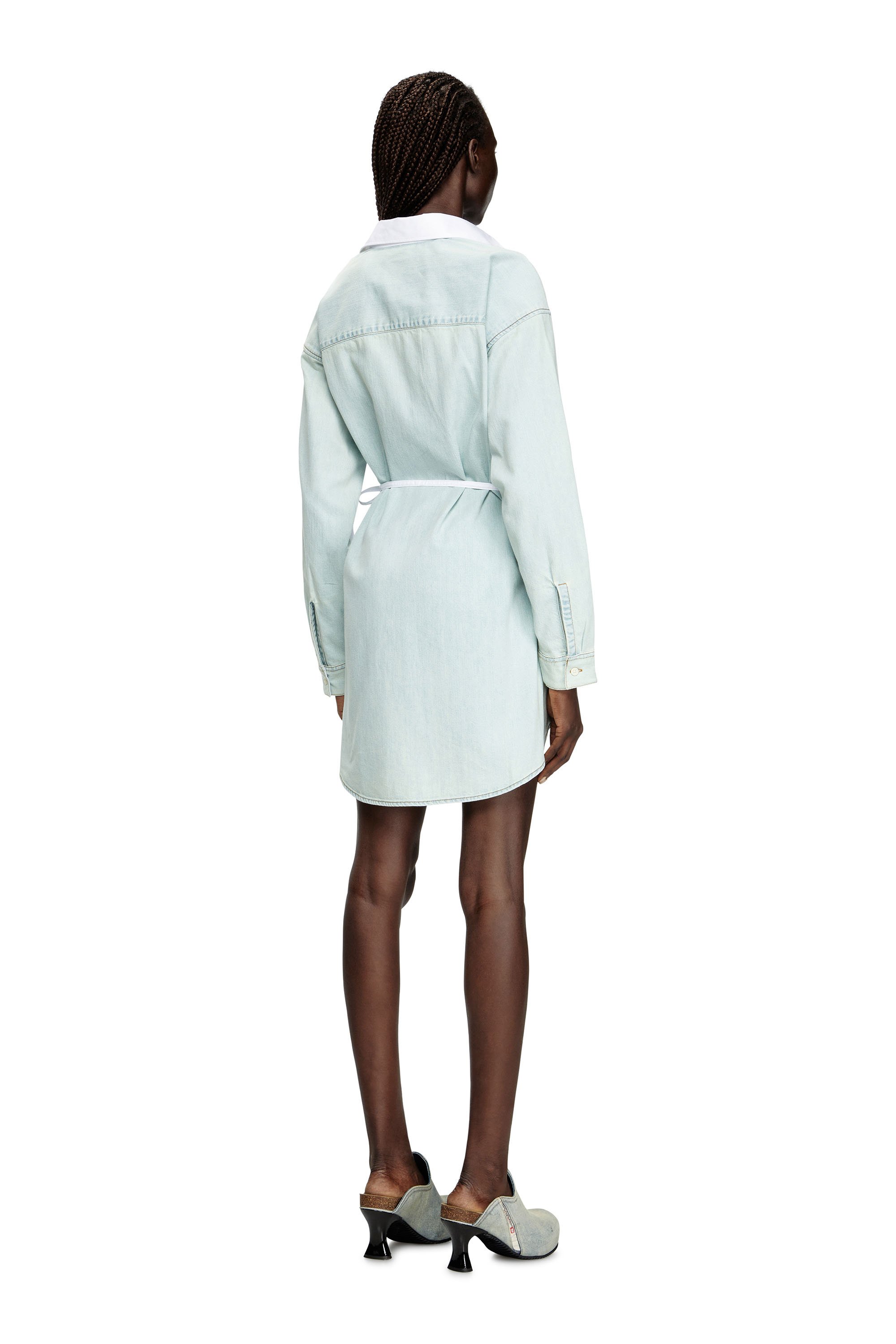 Diesel - D-ELPHI-DEN, Female's Wrap shirt dress in poplin and denim in White - 3