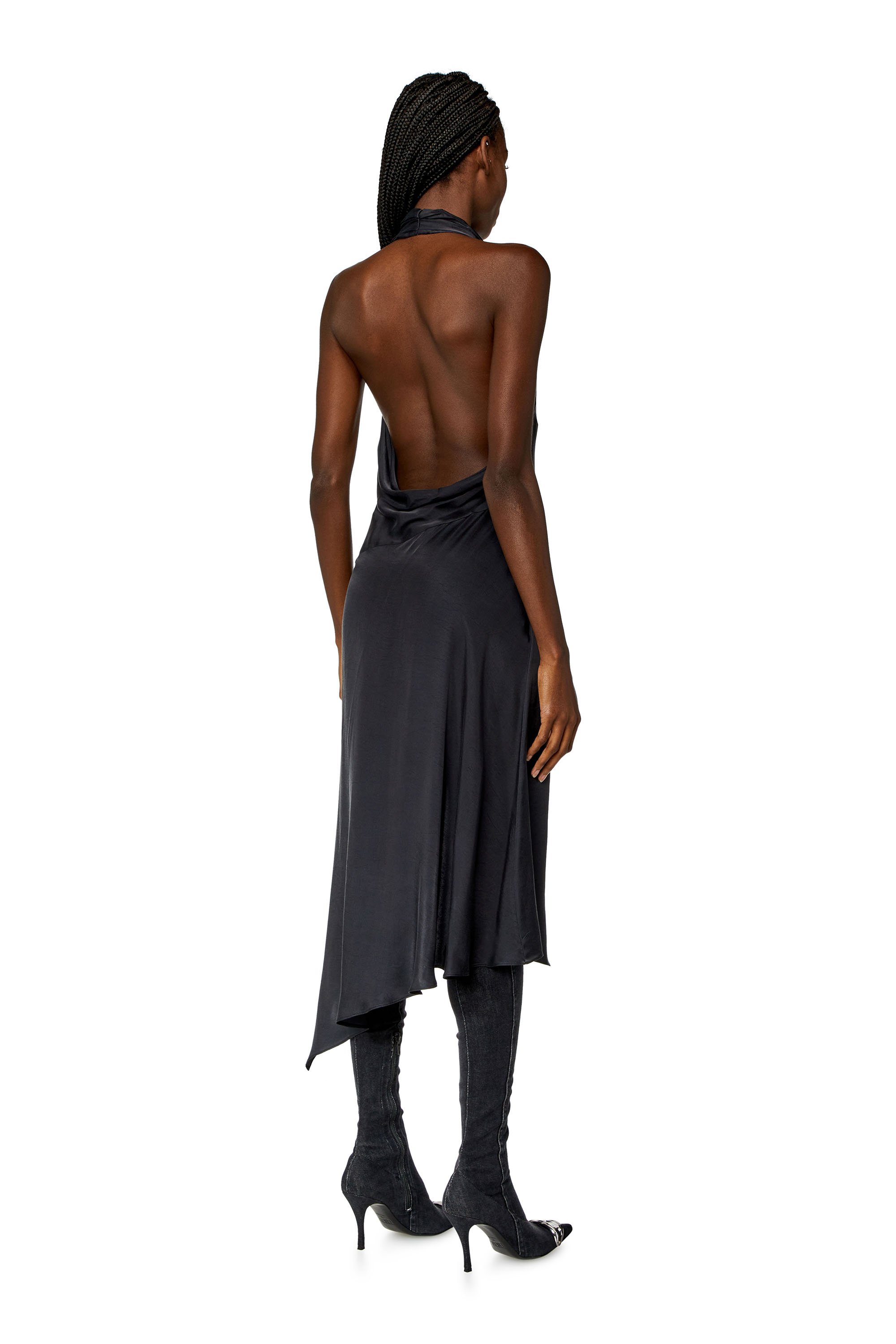 Diesel - D-STANT-N1, Female Draped dress in cupro-modal satin in Grey - Image 2