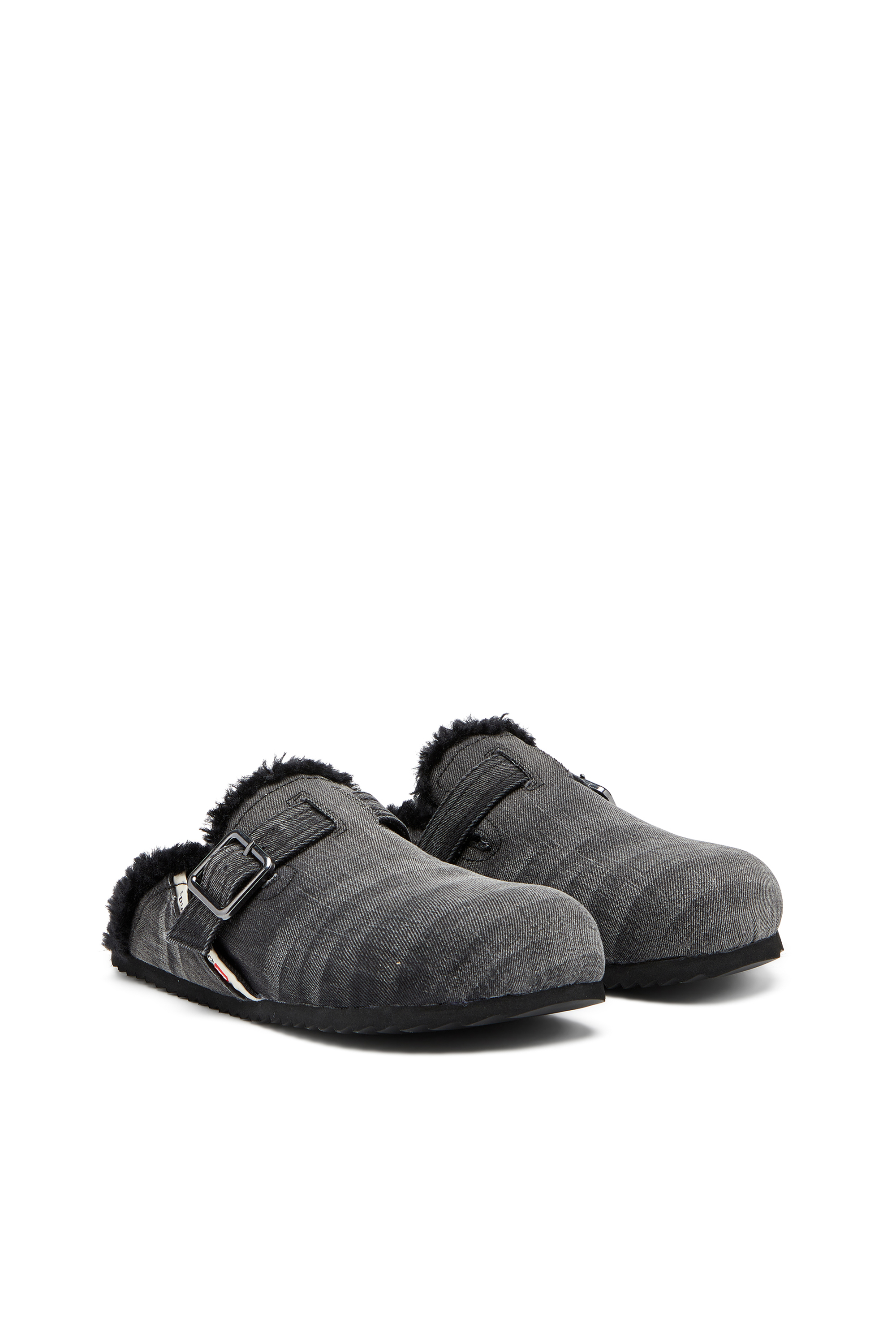 Diesel - D-WOODSTOCK X, D-Woodstock-Mules en denim avec doublure duveteuse Homme in Noir - 2