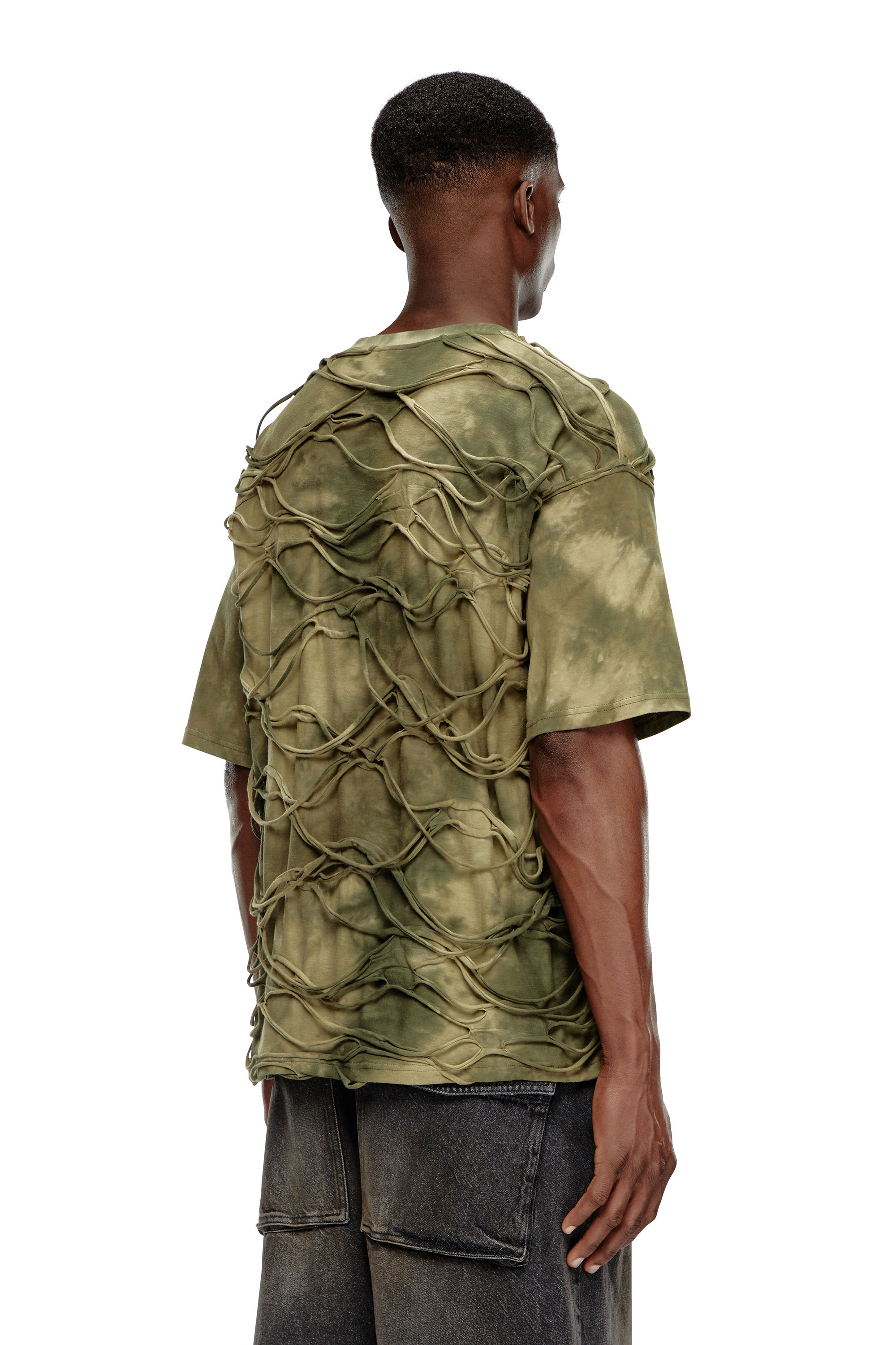 Diesel - T-BOXKET, T-shirt avec fils flottants Homme in Vert - 3