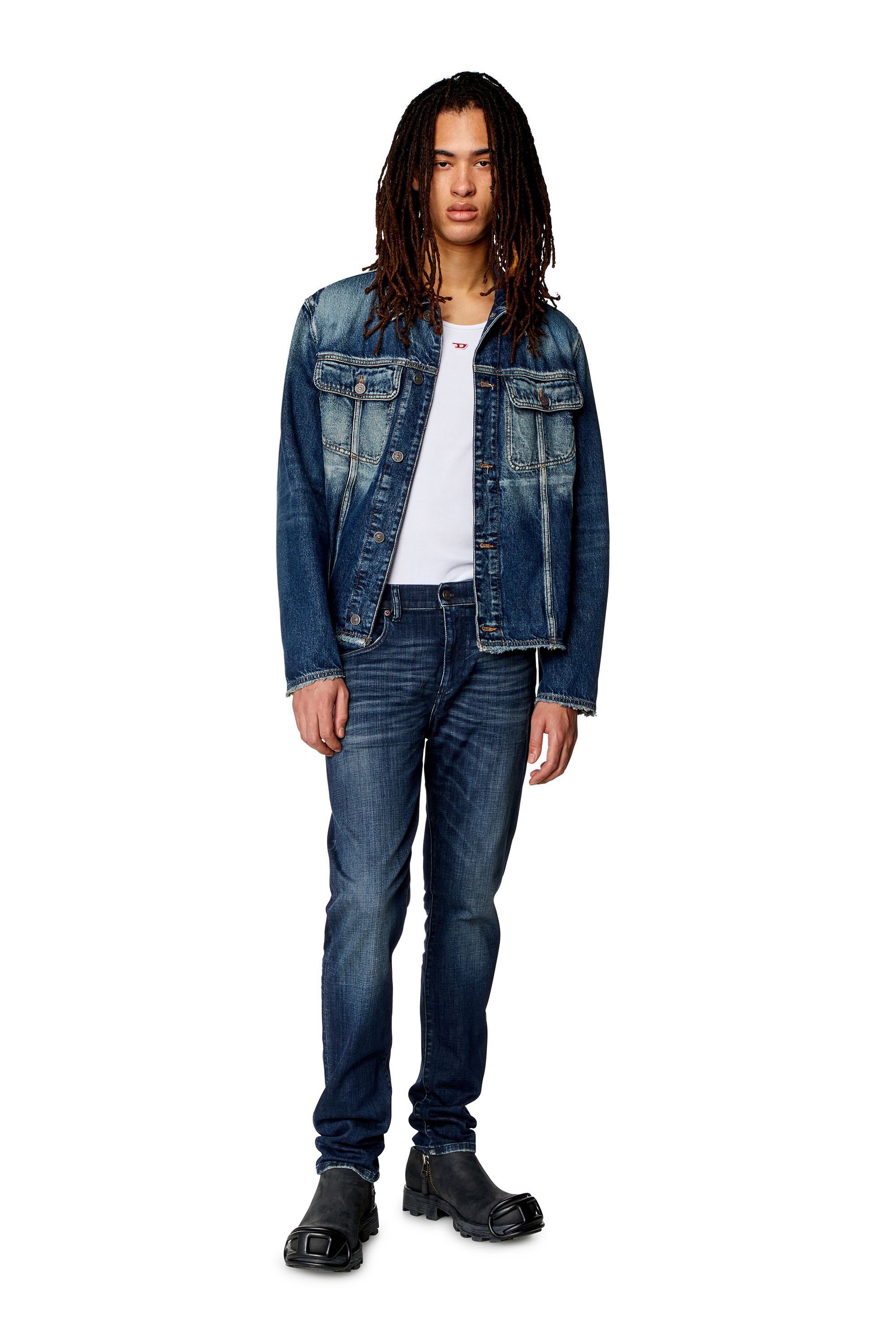 Diesel - Slim Jeans 2019 D-Strukt 09H35, Bleu Foncé - Image 4