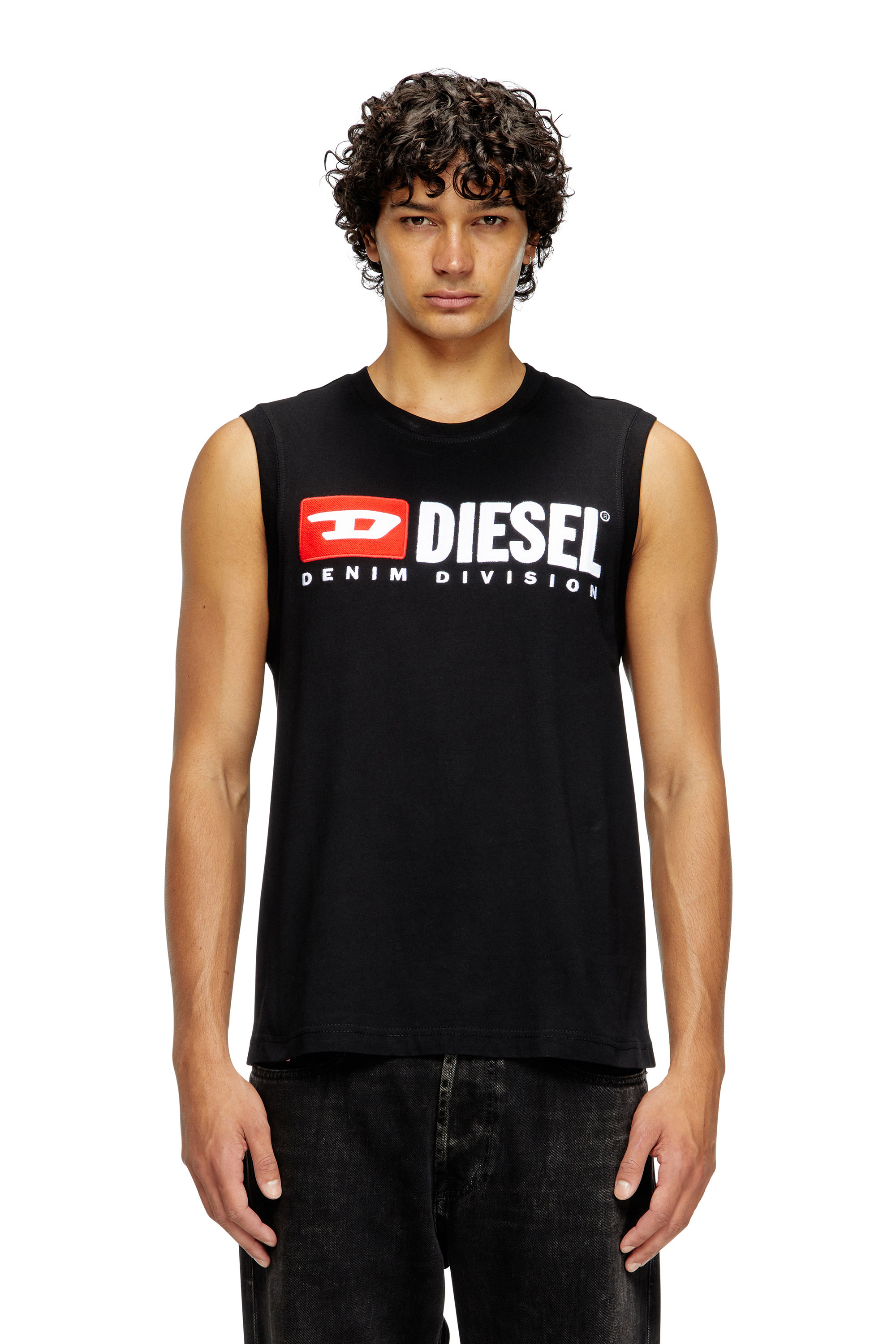 Diesel - T-ISCO-DIV, Male's Tank top with chest logo print in Black - 1