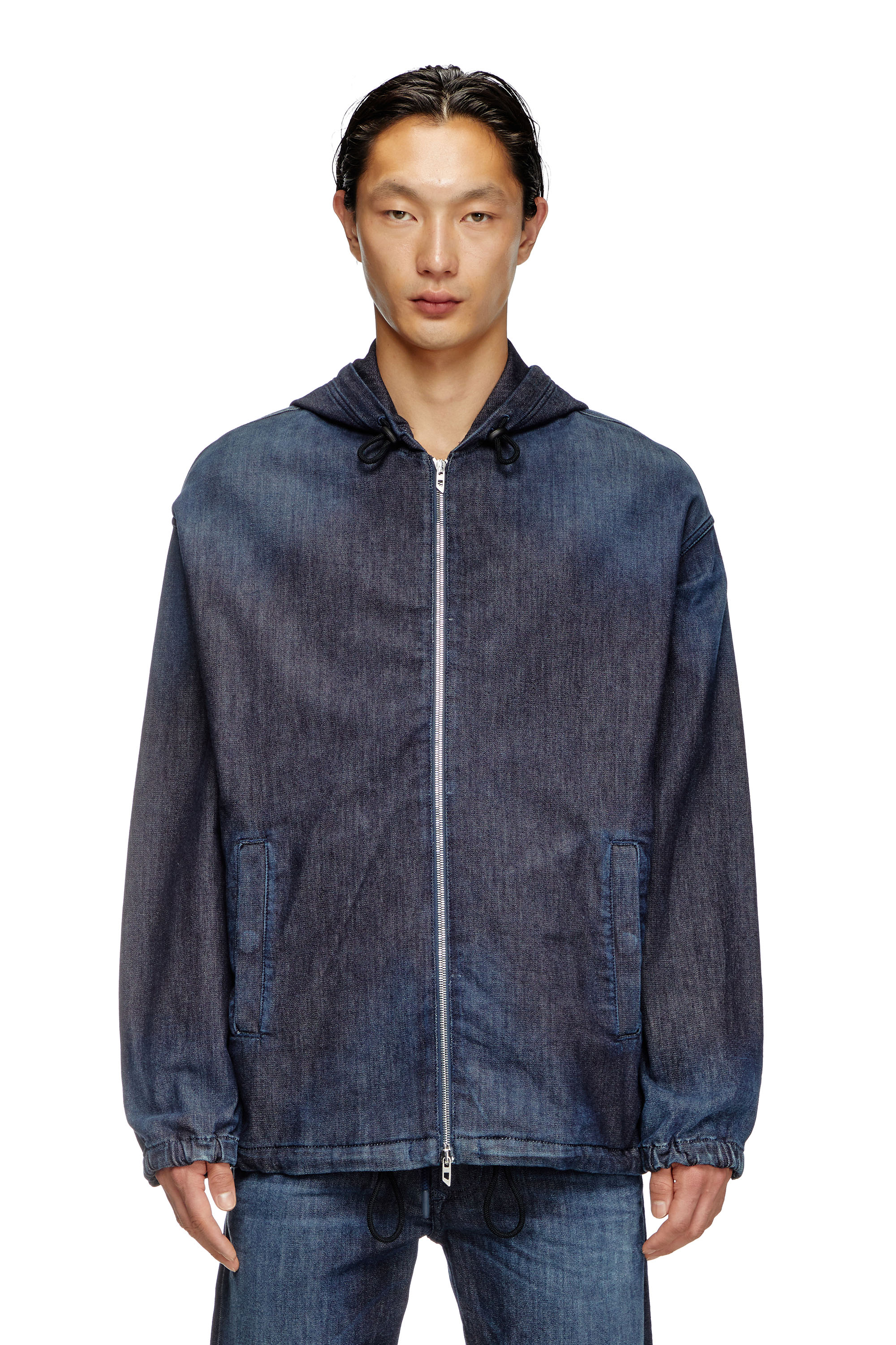 Diesel - D-WYNNY JOGG, Male's Hooded JoggJeans jacket in Dark Blue - 1