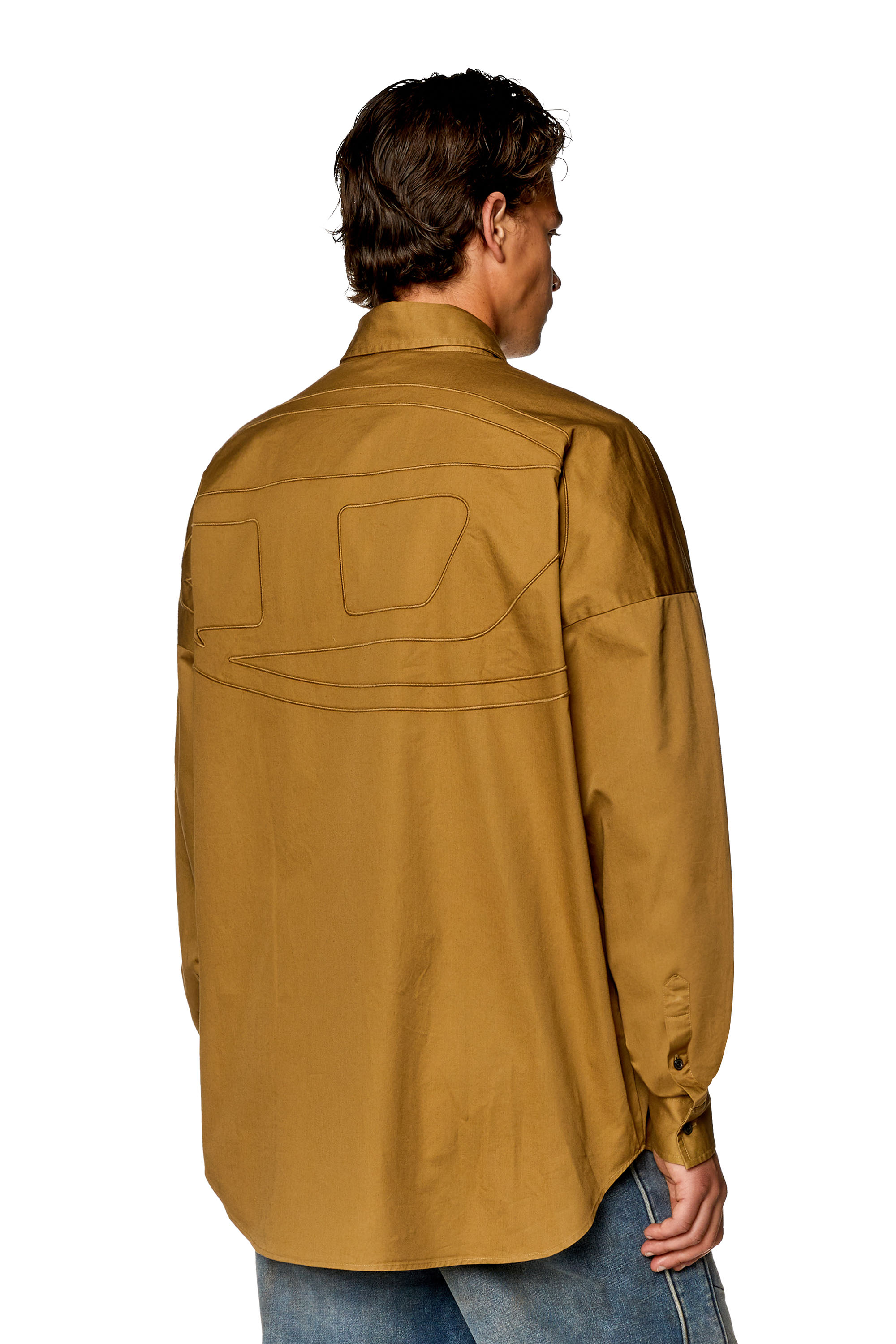 Diesel - S-LIMO-LOGO, Homme Chemise avec maxi logo brodé in Marron - Image 1