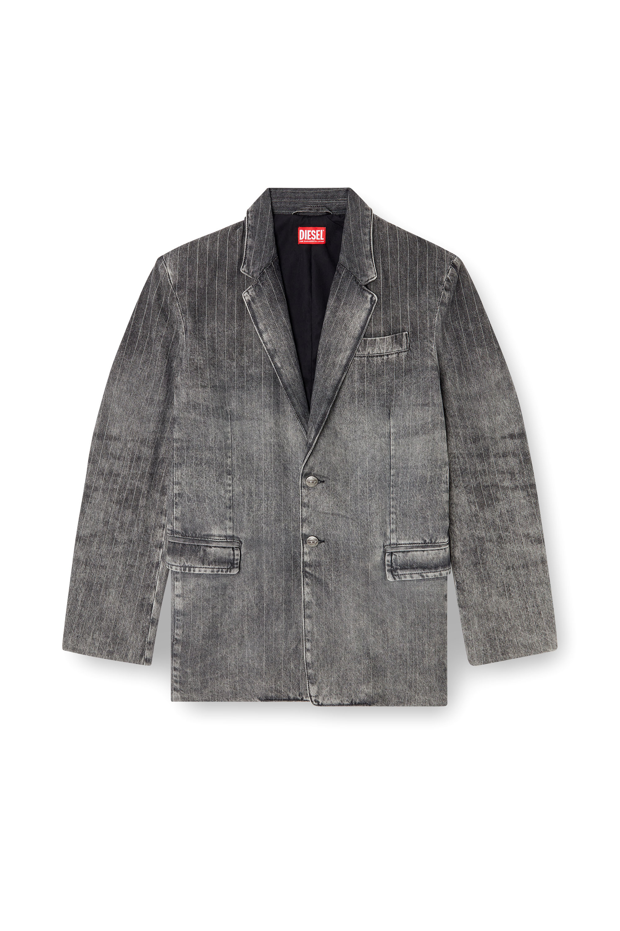 Diesel - D-REGER-S, Unisex's Blazer in tailoring pinstripe denim in Black - 7