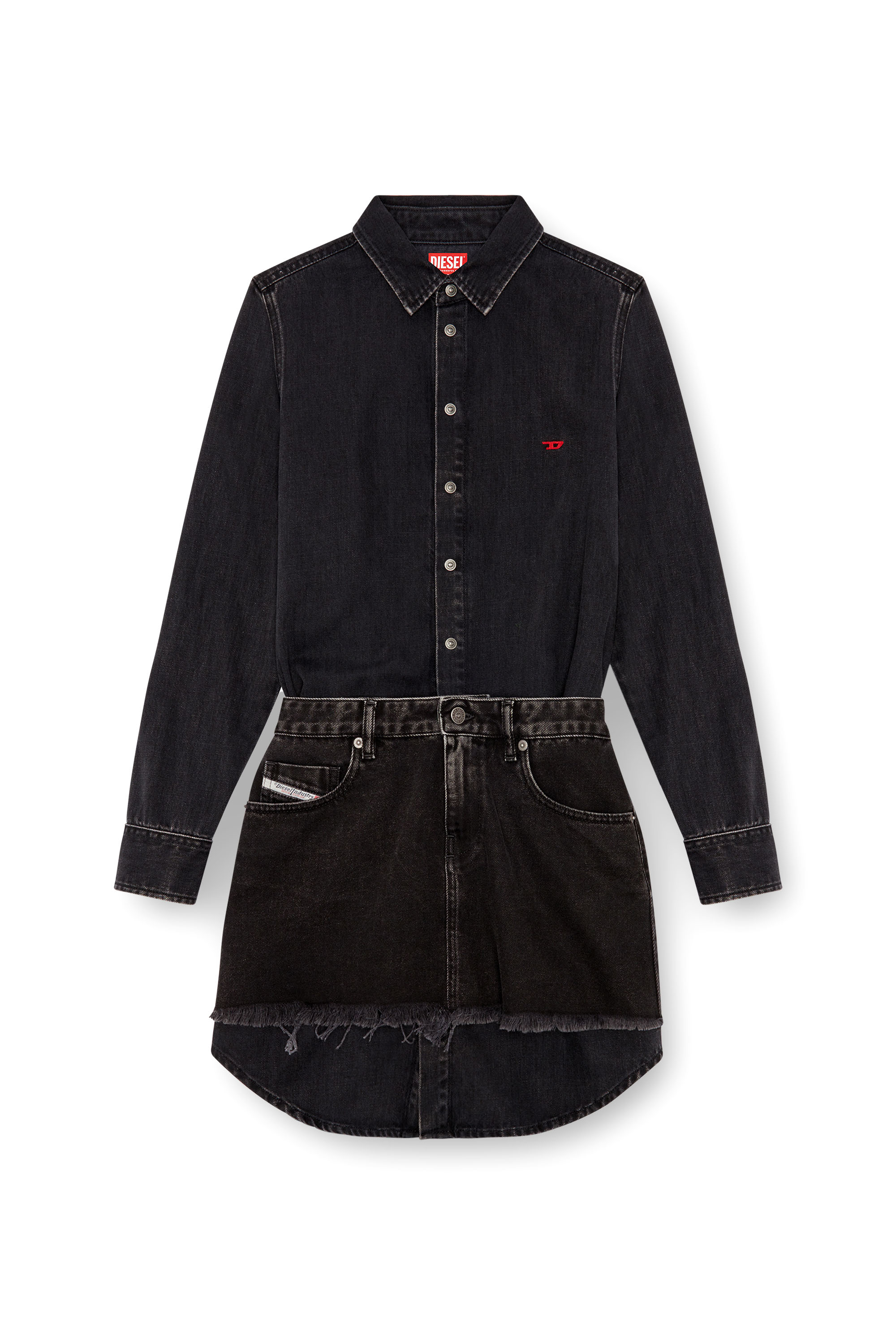 Diesel - DE-DESY-D, Robe en denim avec détail jupe Femme in Noir - 5