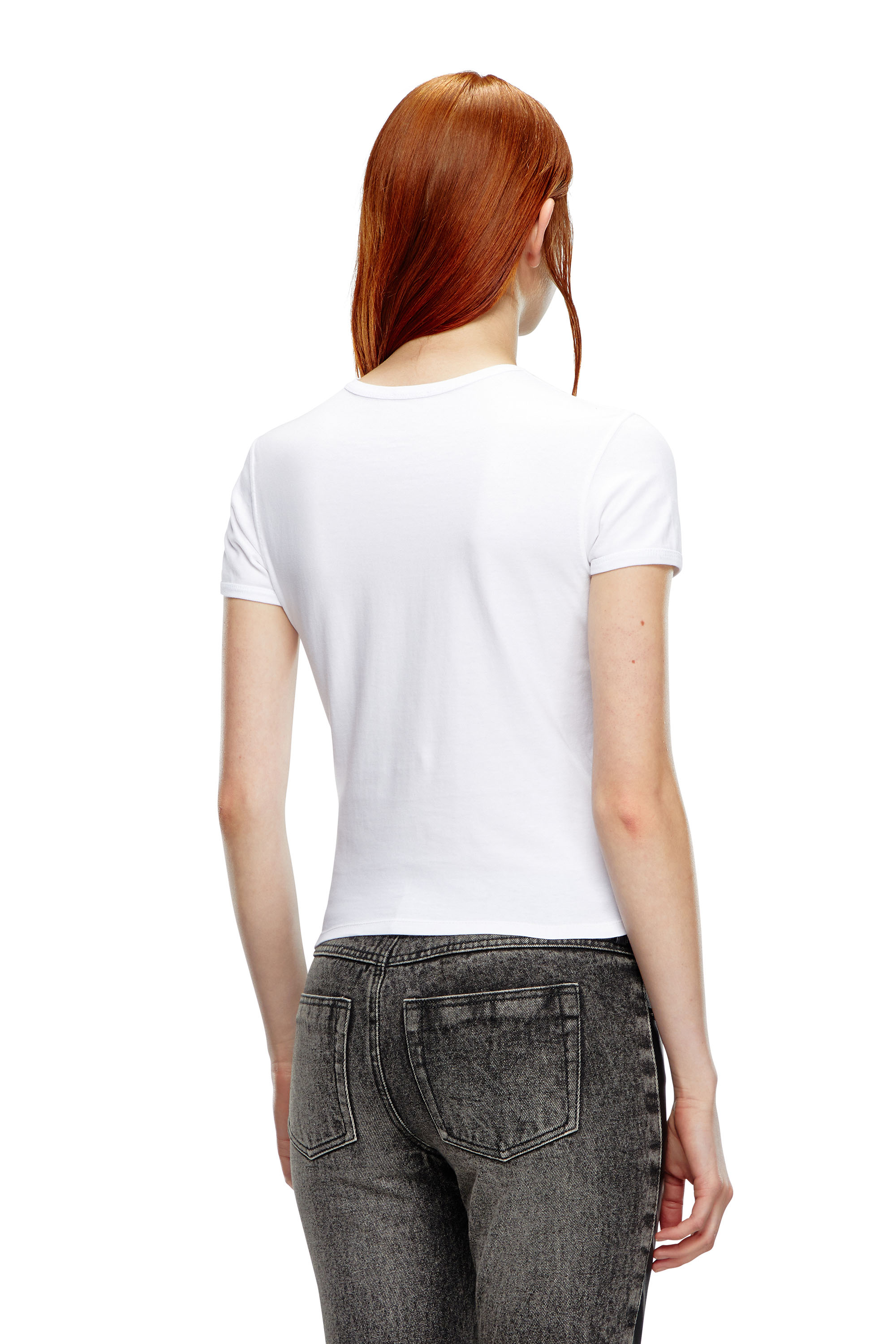 Diesel - T-UNCUTIE-LONG-OD, Female's T-shirt with injection-moulded Oval D in White - 3