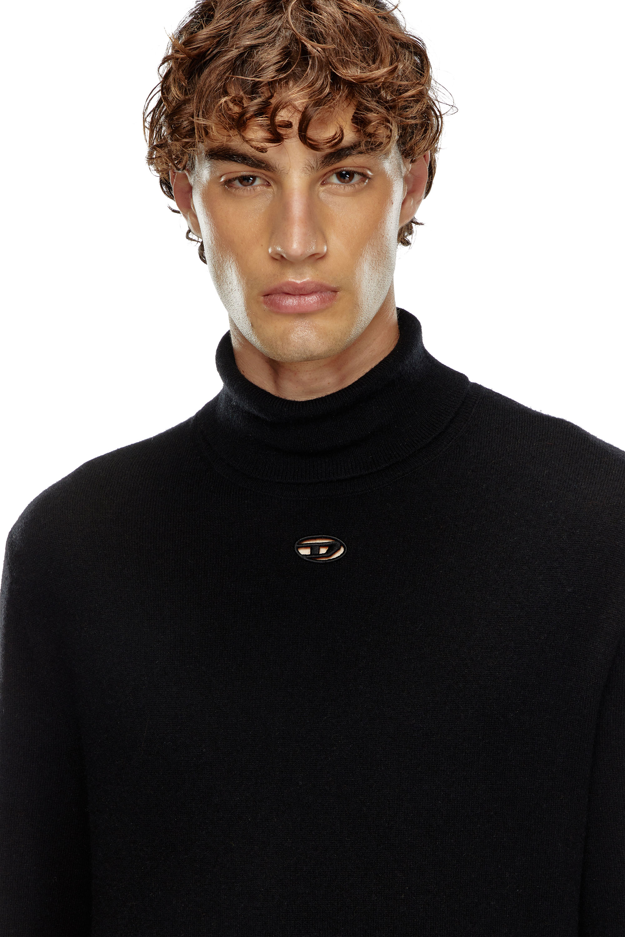 Diesel - K-VIERI-TN, Male's Turtleneck jumper in wool and cashmere in Black - 3