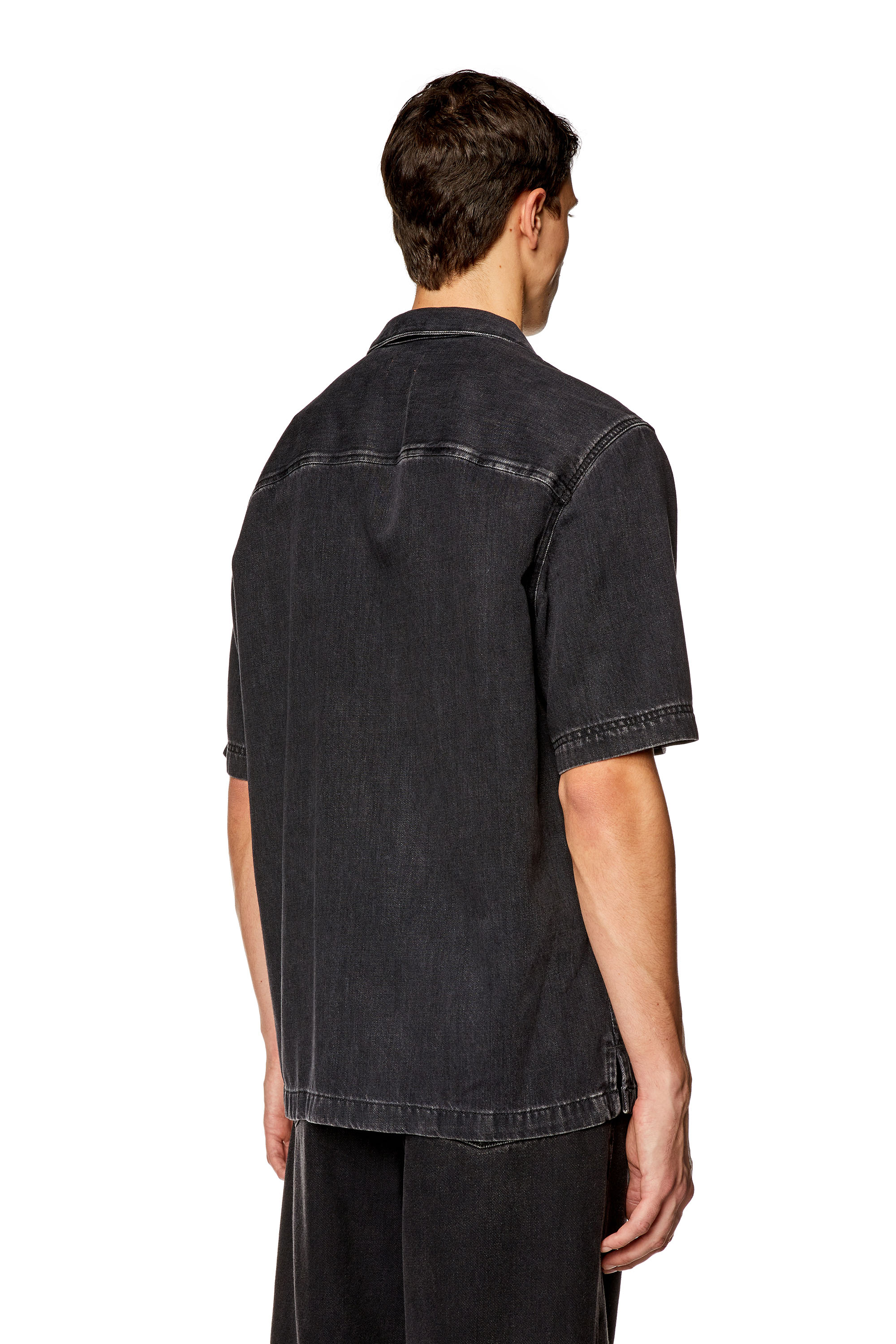 Diesel - D-PAROSHORT, Male's Bowling shirt in Tencel denim in Black - 2