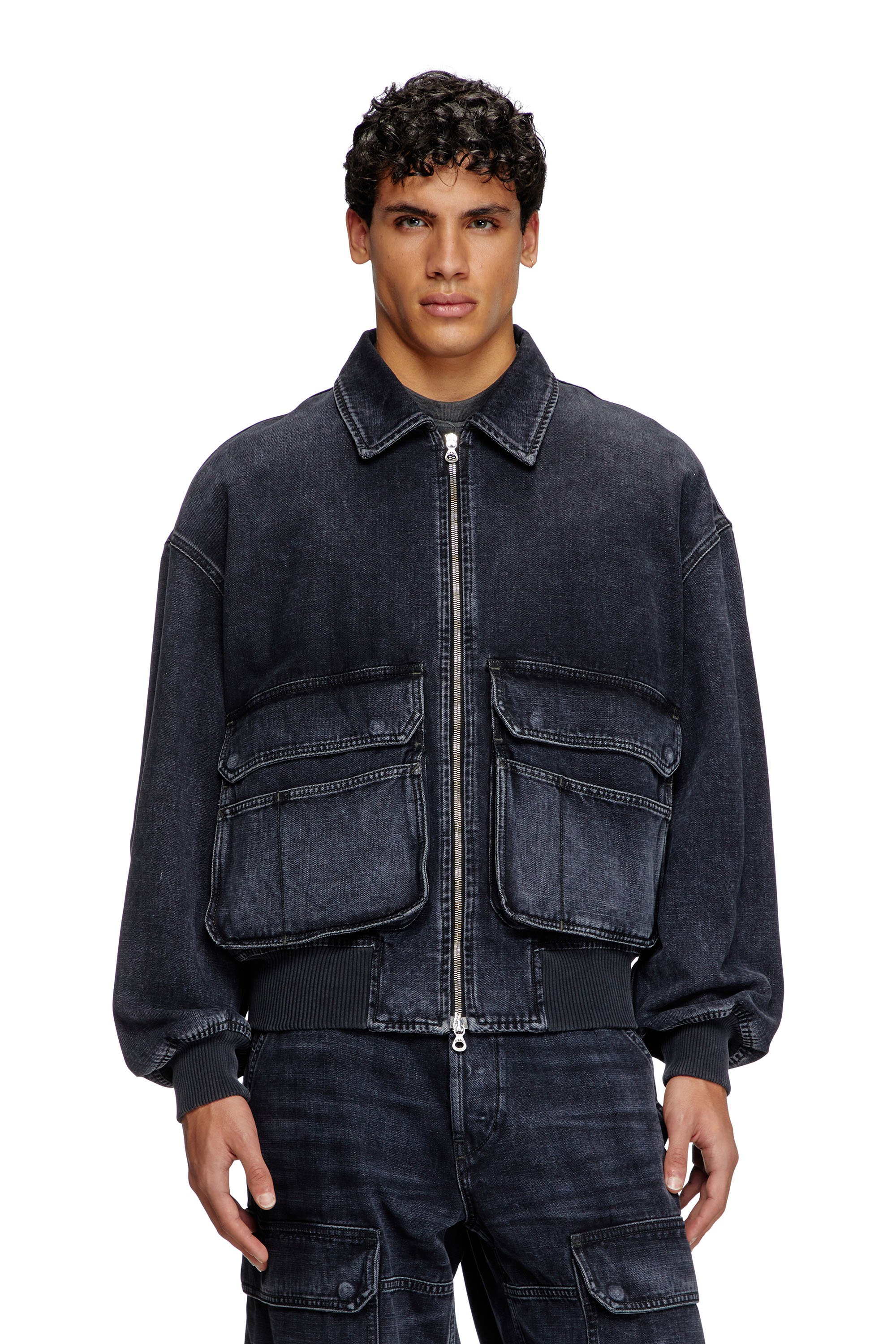 Diesel - D-KURZ, Veste en denim tissé batavia Mixte in Noir - 2