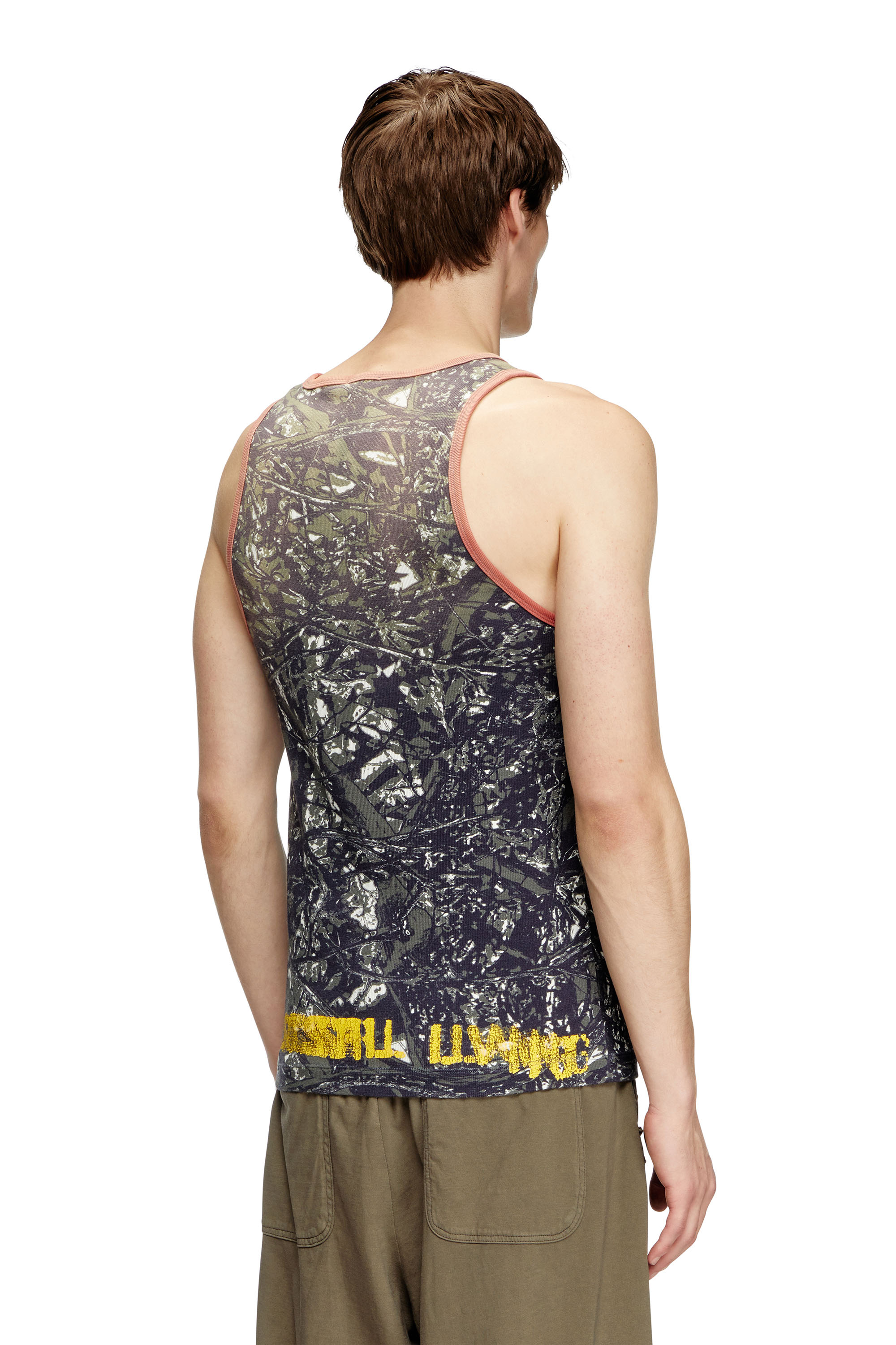 Diesel - T-LIFTY-CAMOU, Male's Camo print vest with contrasting trims in Black/Green - 3