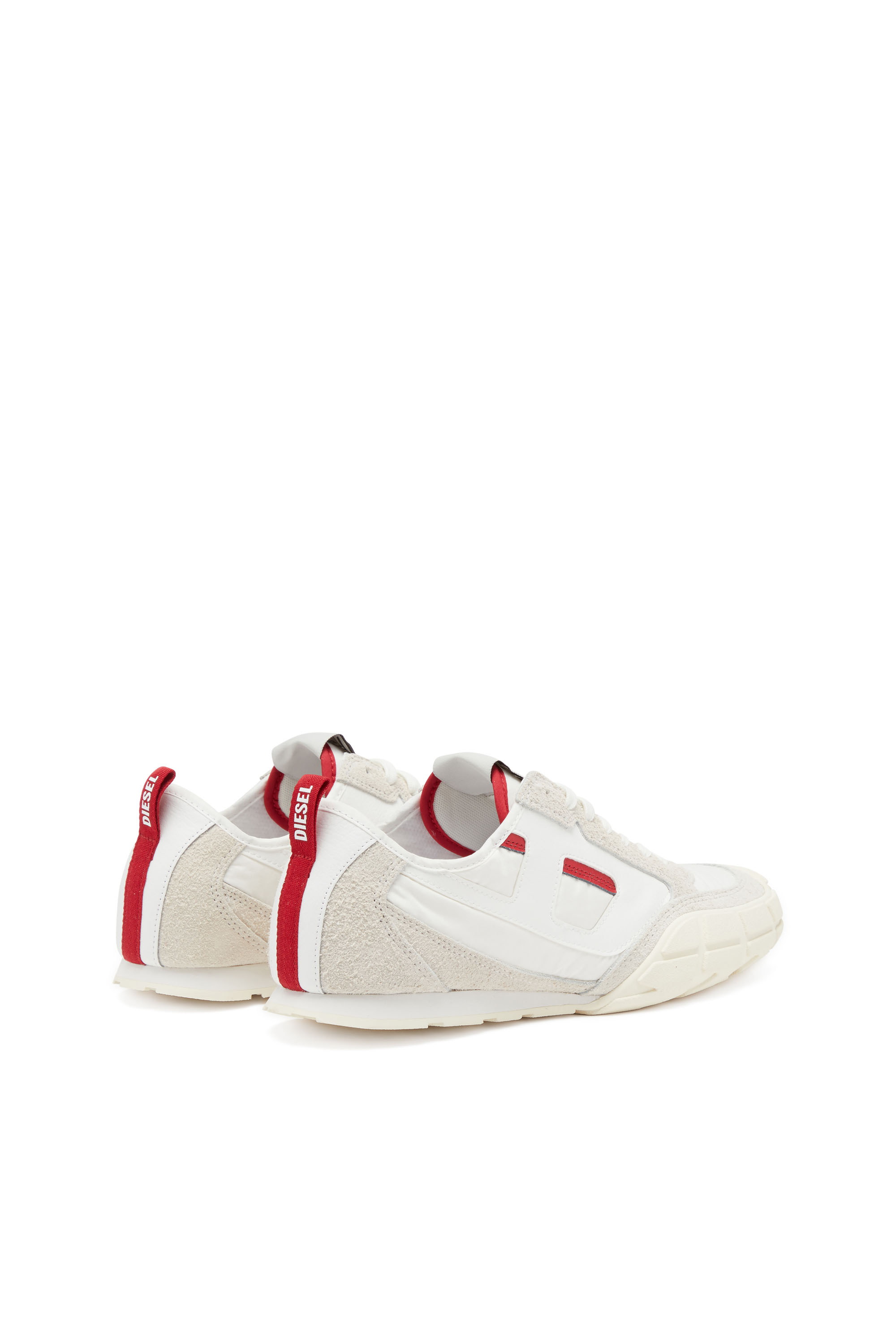 Diesel - S-PAGODHA LOW, Male's Sneakers in leather, suede and ripstop in White/Red - 3