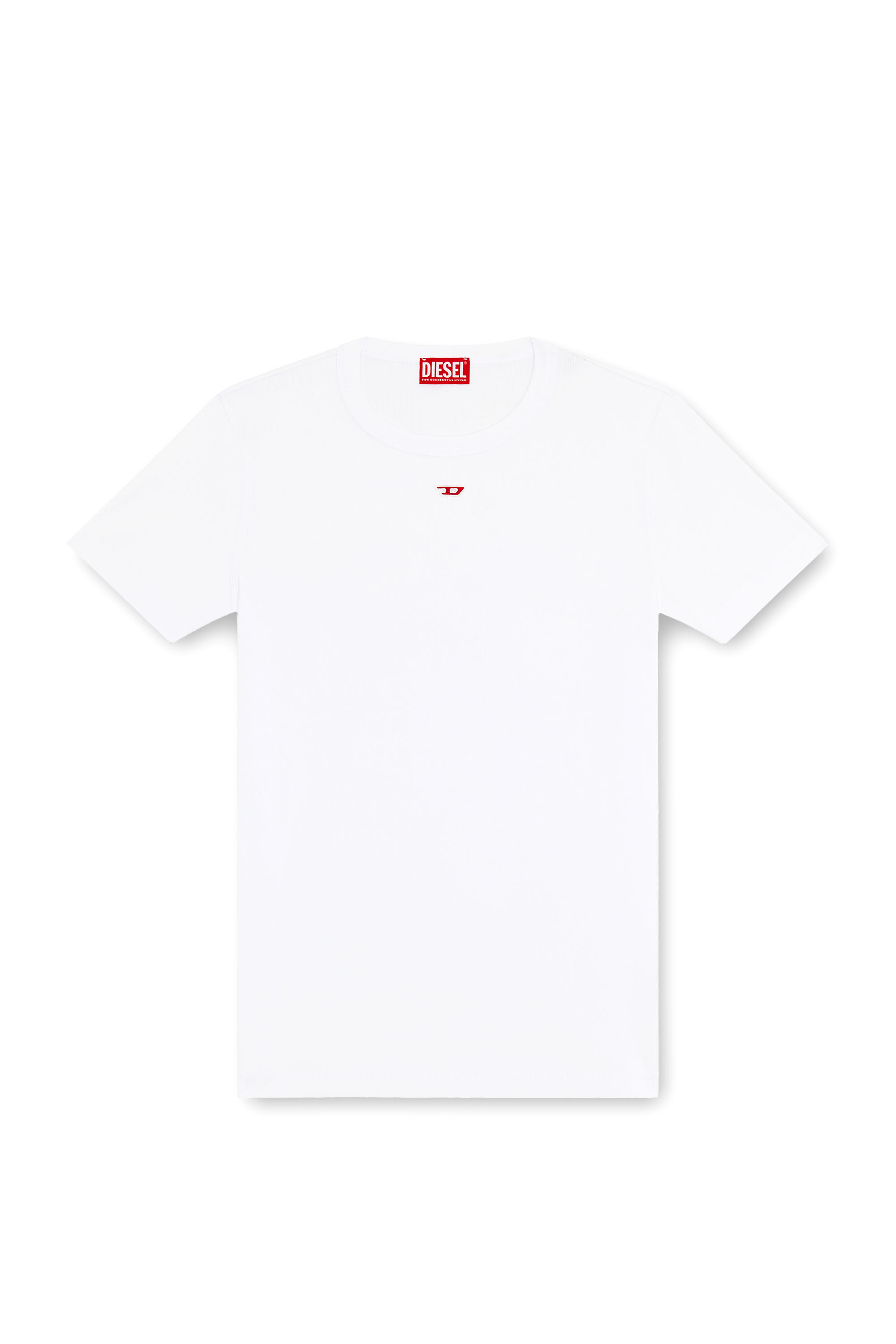 Diesel - D-RIBBER-N, Male's T-shirt with D patch in White - 3