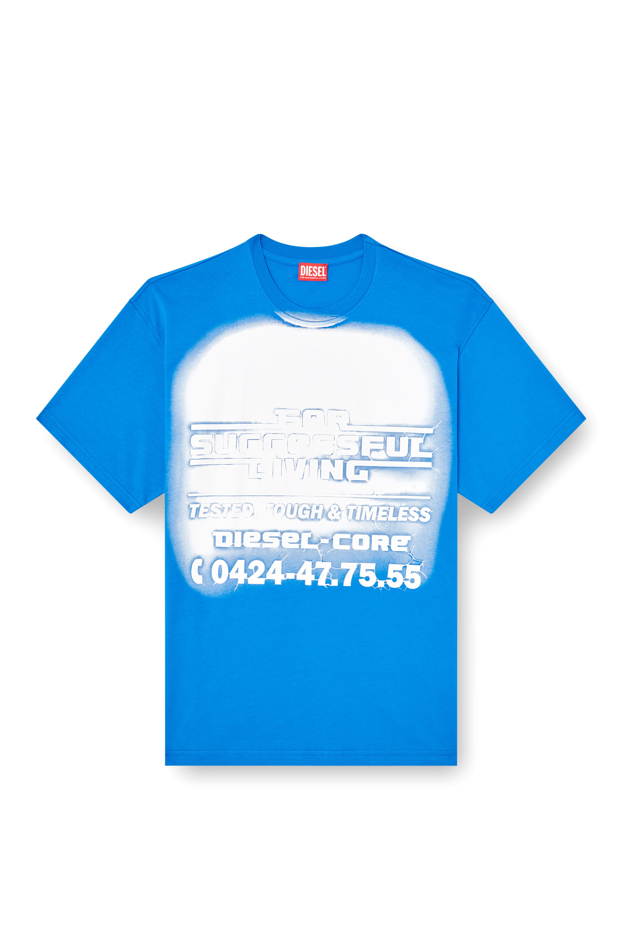 Diesel - T-BOXT-R15, Male's T-shirt with blowout logo graphic in Blue - 4