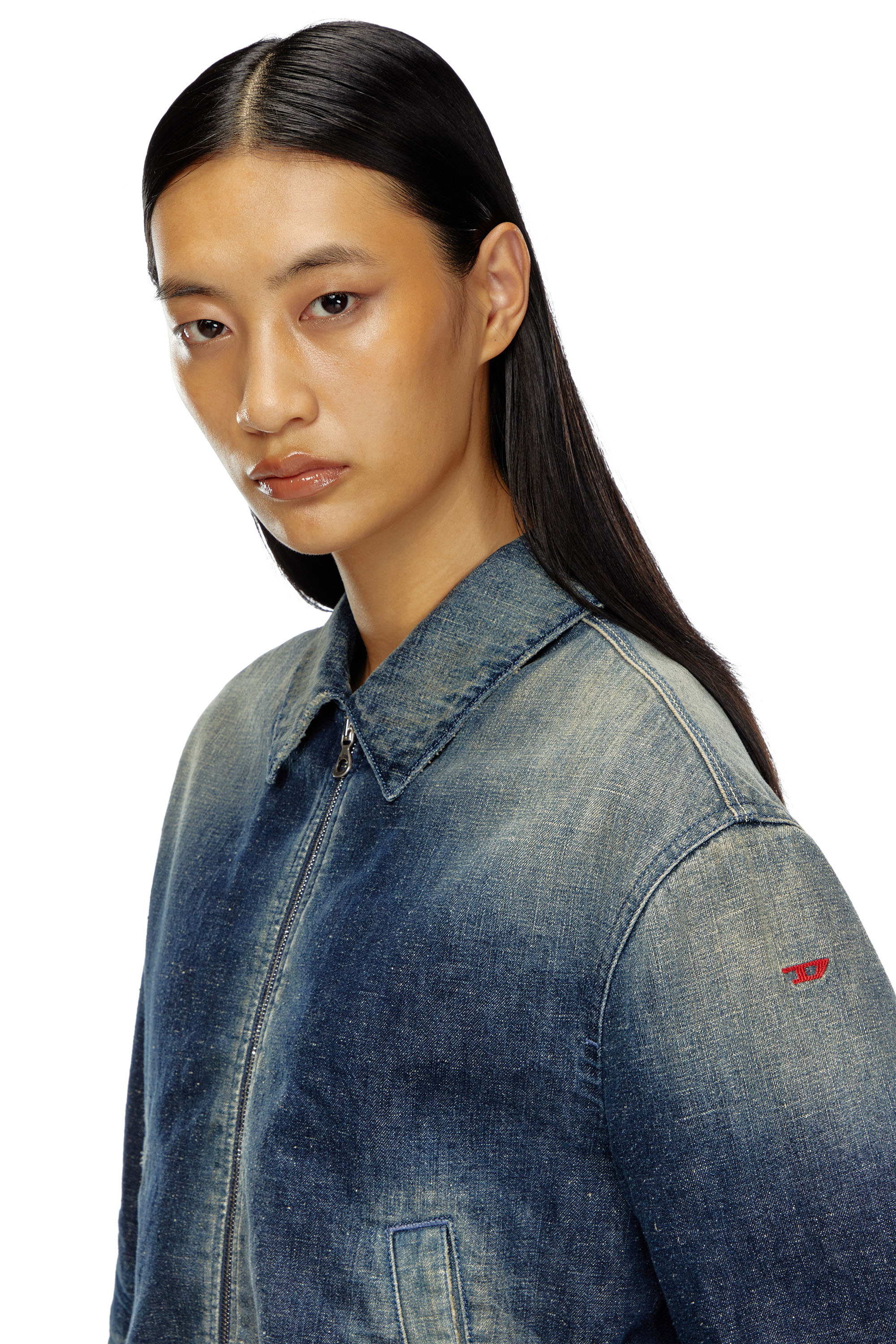 Diesel - DE-NOVA, Veste matelassée en denim style utilitaire Femme in Bleu - 5