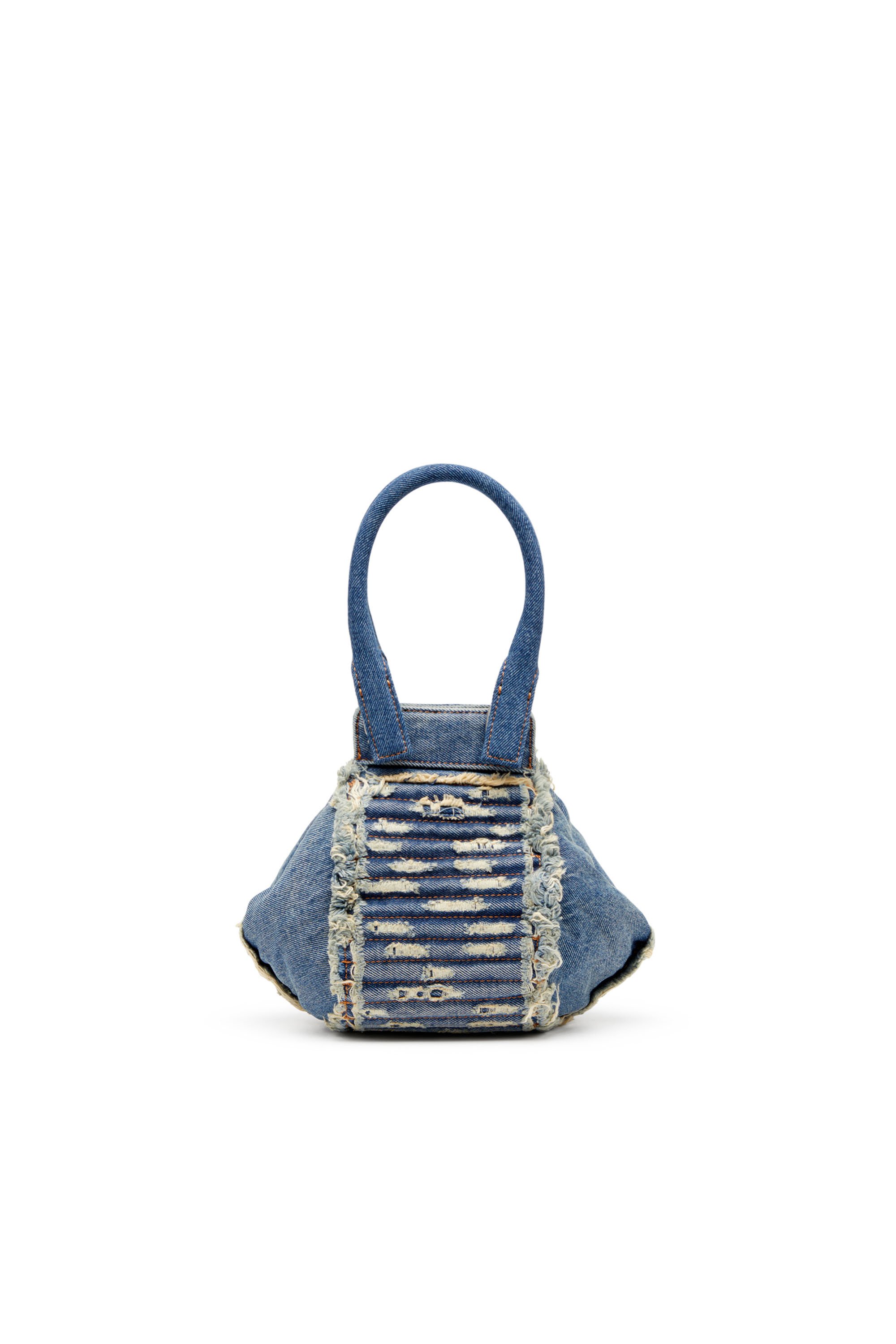 Diesel - D-VINA-XS, Female D-Vina-Xs-Handbag in distressed quilted denim in Blue - Image 2