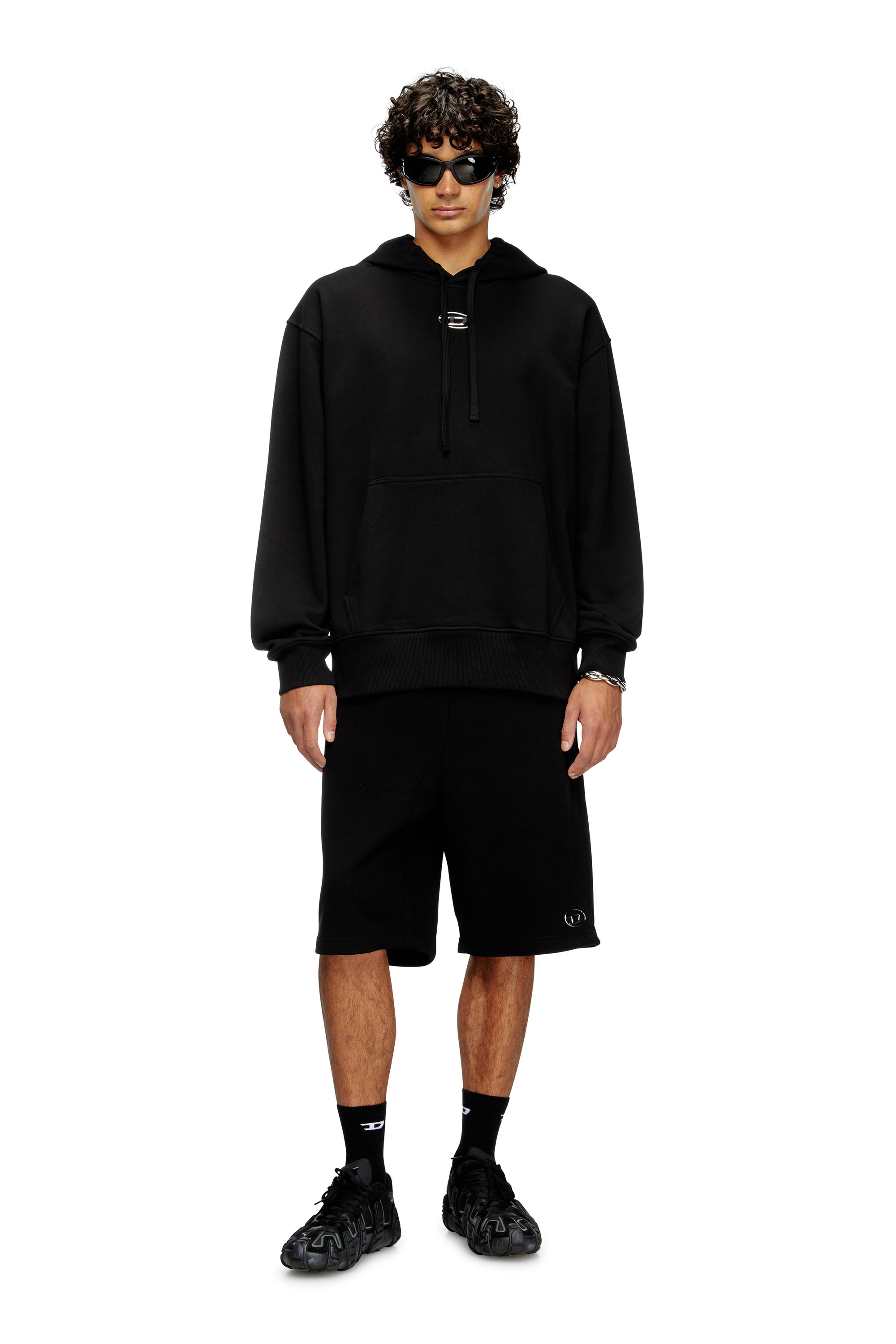 Diesel - S-MACS-HOOD-OD, Male's Hoodie with metallic logo in Black - 2
