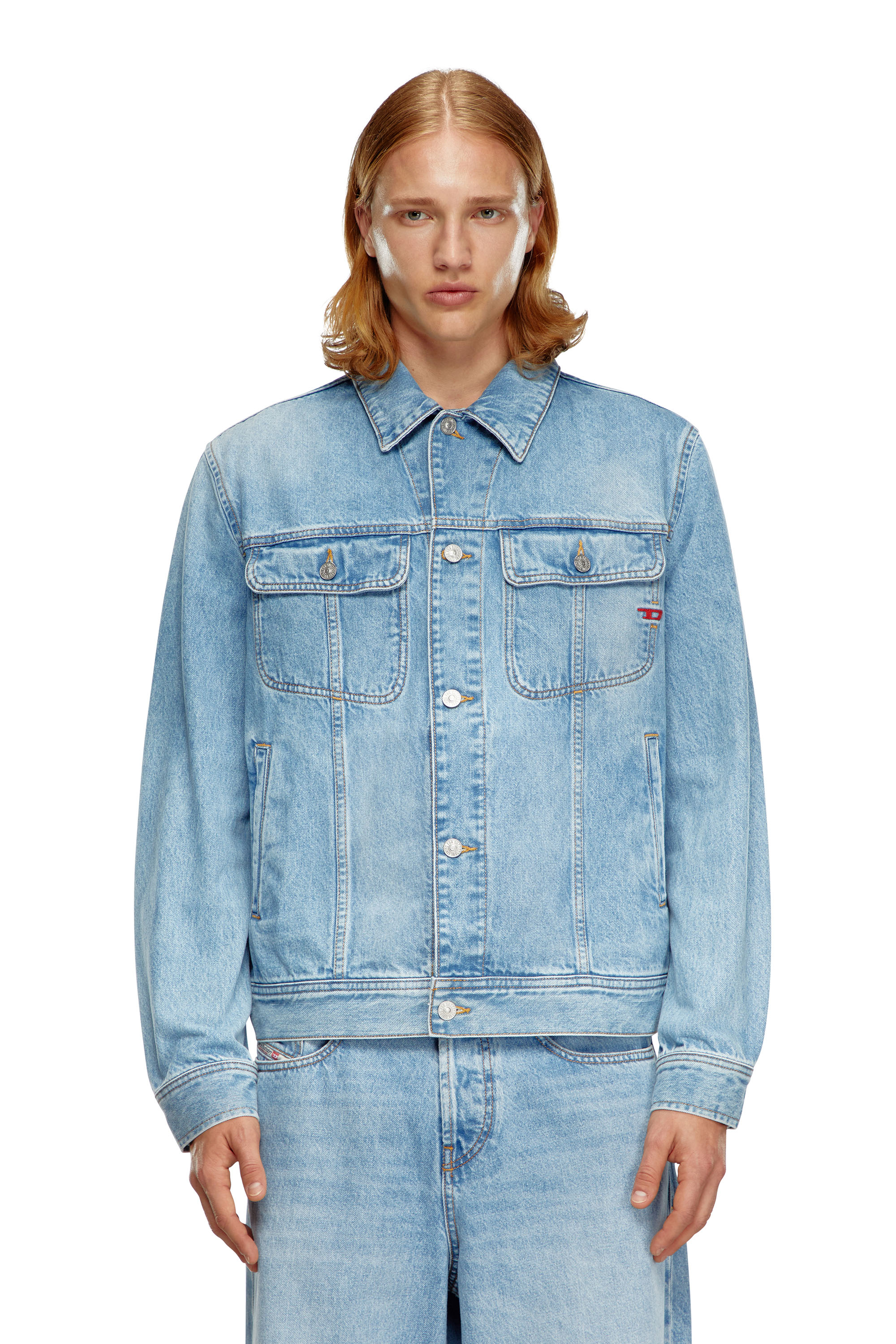 Diesel - D-BARCY, Male's Regular-fit trucker jacket in Light Blue - 5