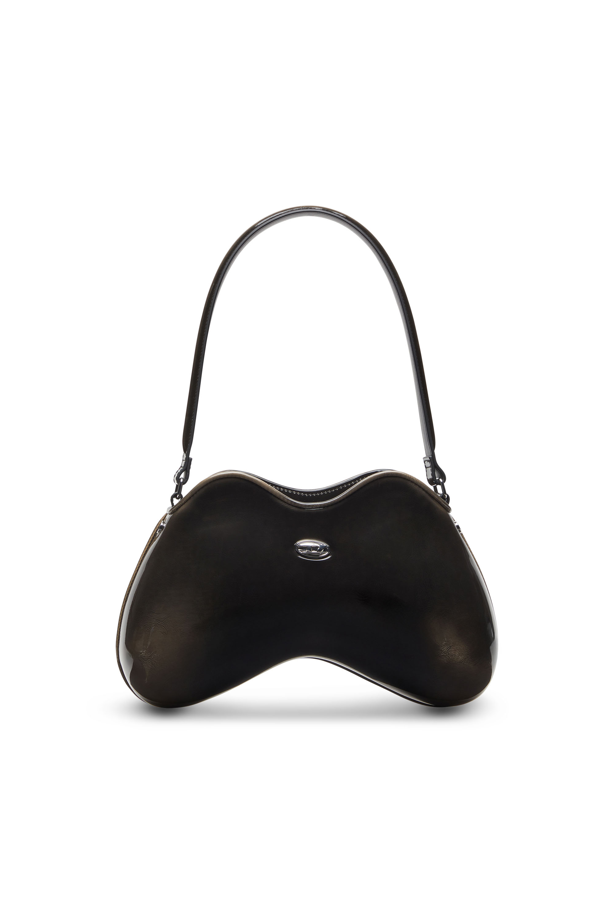 Diesel - DOUBLE-D SHOULDER, Female's Rigid shoulder bag in dégradé glossy PU in Black/Bronze - 1