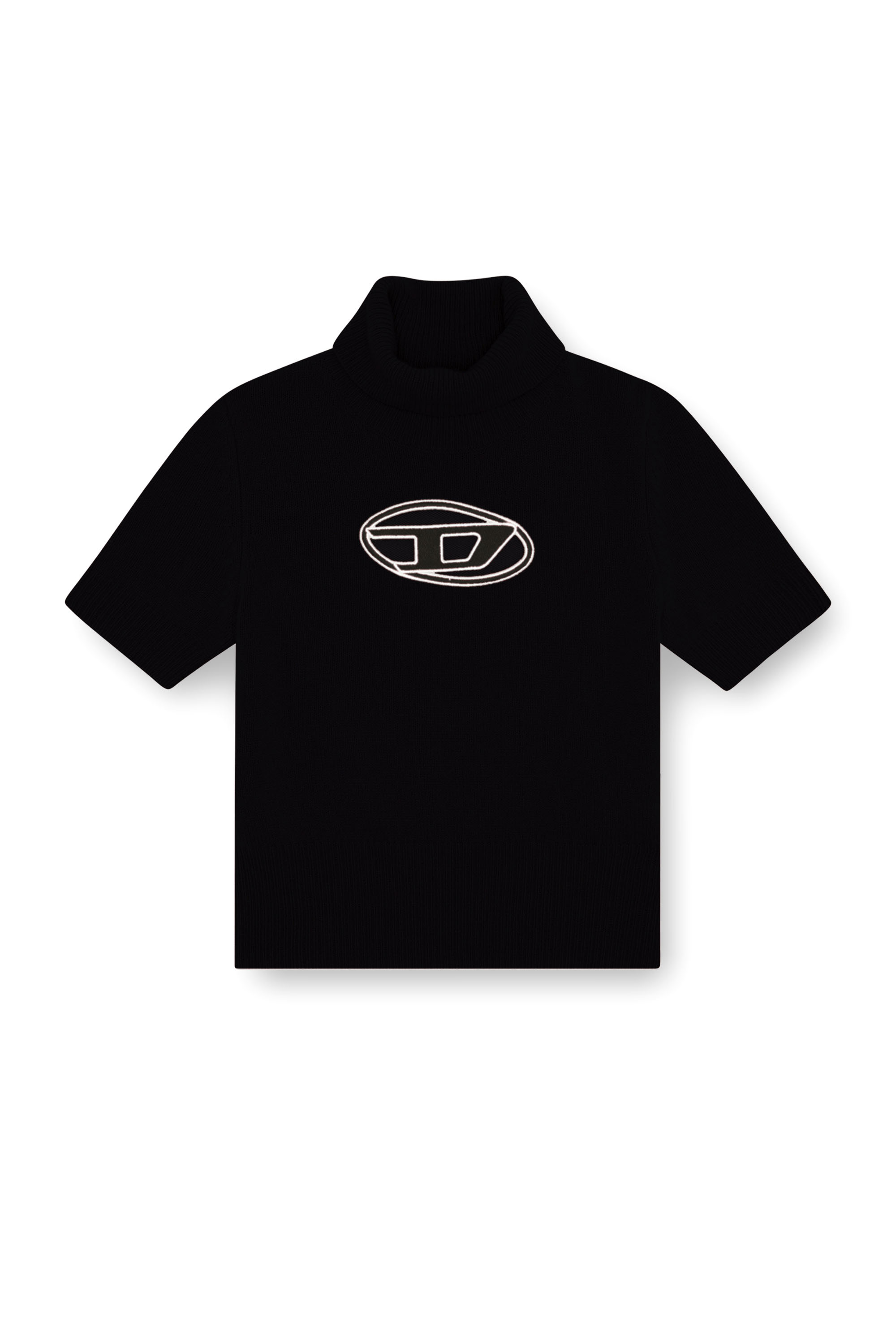 Diesel - M-ARGARET, Female Short-sleeve jumper with cut-out logo in Black - Image 6