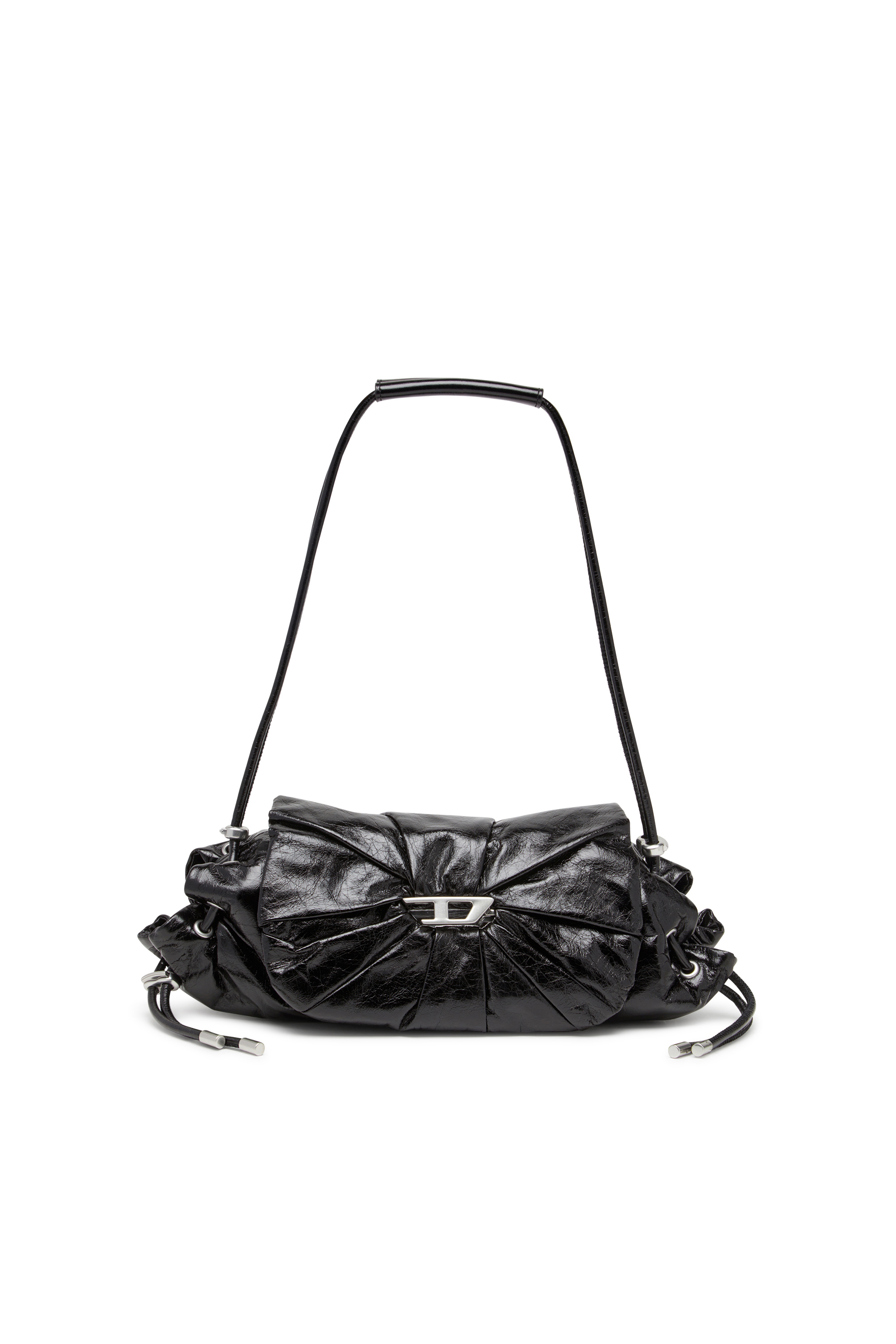 Diesel - SCRUNCH-D SHOULDER S, Female's Scrunch-D S-Shoulder bag in scrunched leather in Black - 1