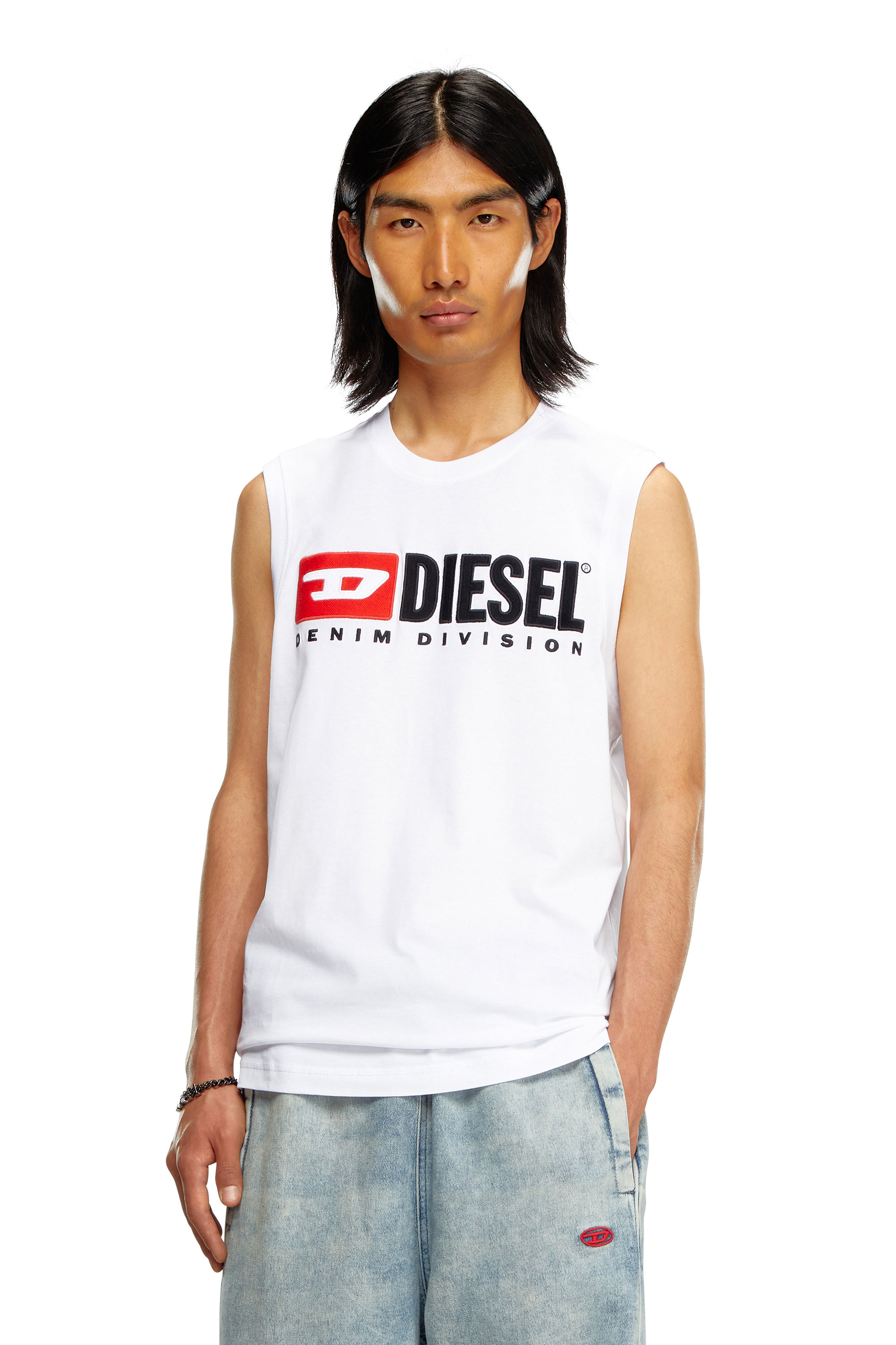 Diesel - T-ISCO-DIV, Homme Débardeur avec logo imprimé sur le devant in Blanc - Image 1