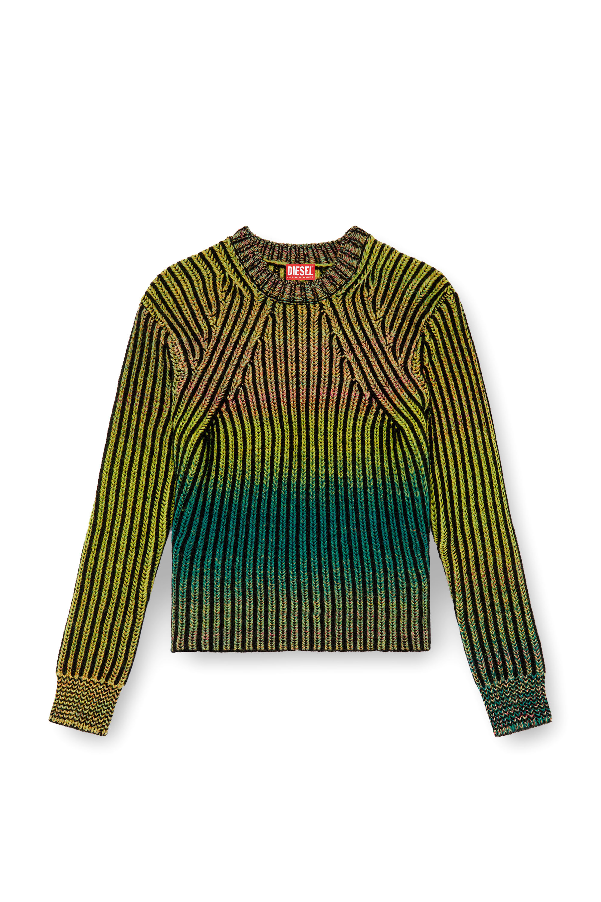 Diesel - K-OAKLAND-A, Male's Striped ribbed jumper in wool blend in Green - 5