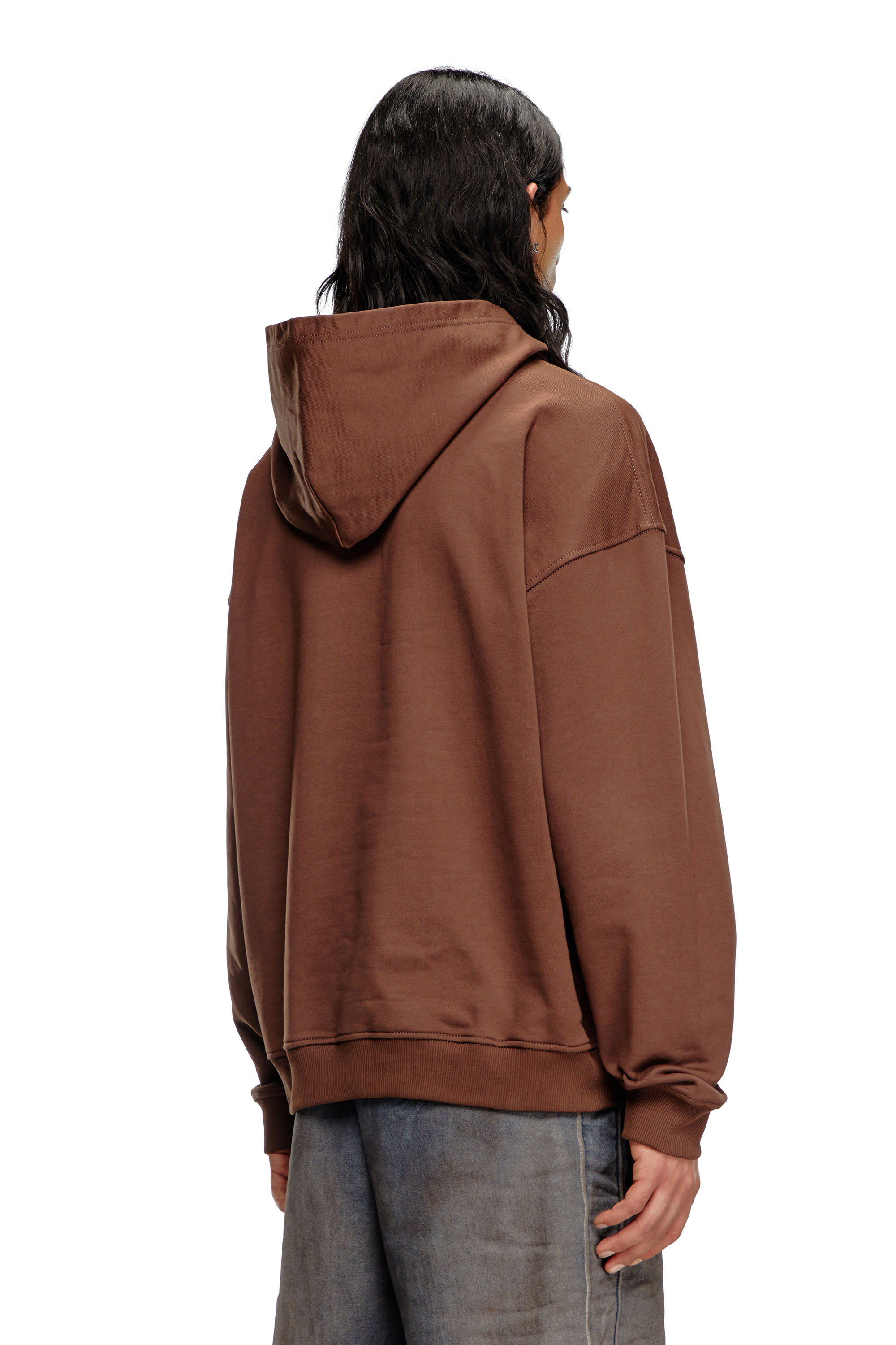 Diesel - S-BOXT-HOOD-D, Male's Hoodie with D logo patch in Brown - 3