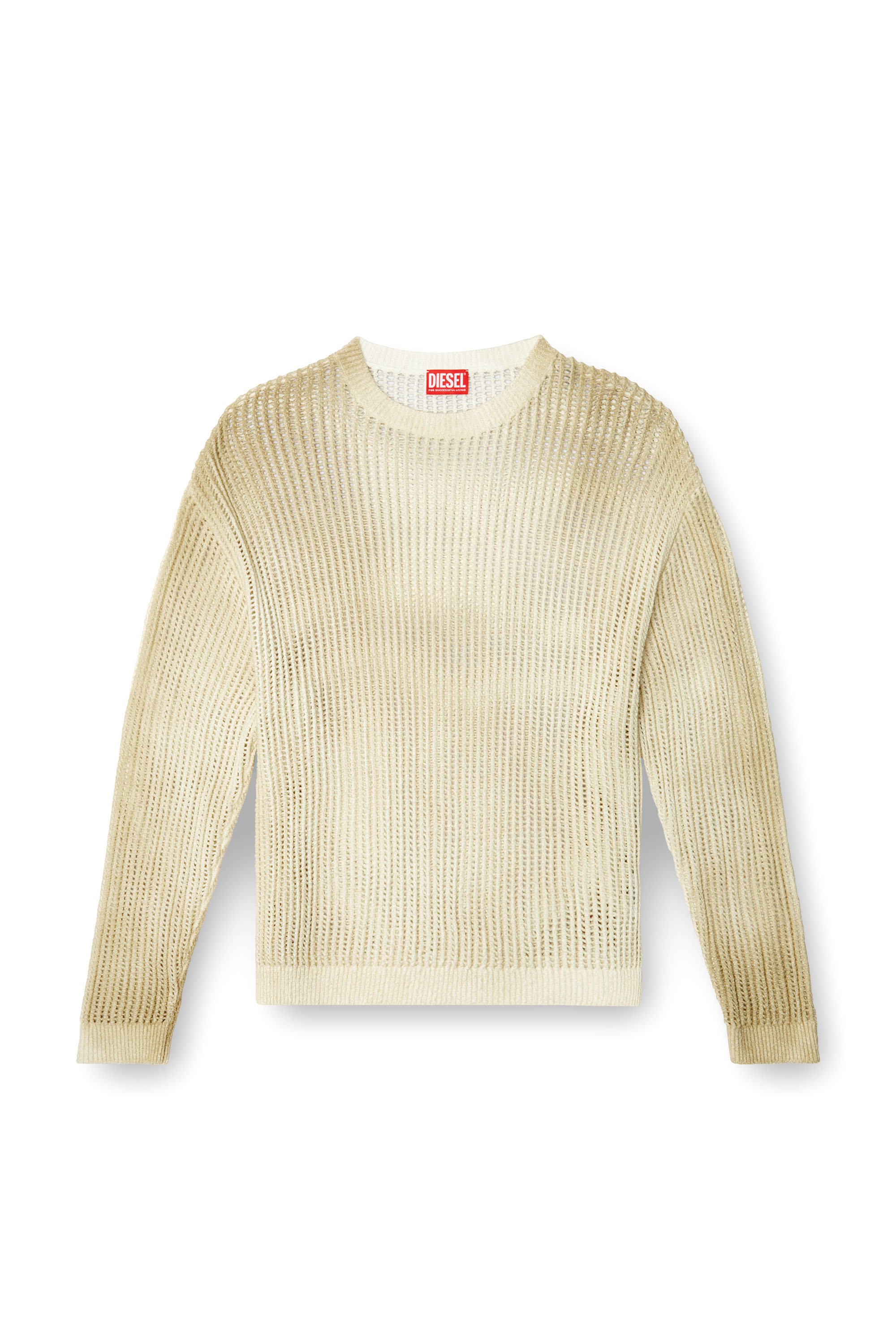 Diesel - K-SKUAT, Male's Open-knit jumper with distressed effect in Beige - 5