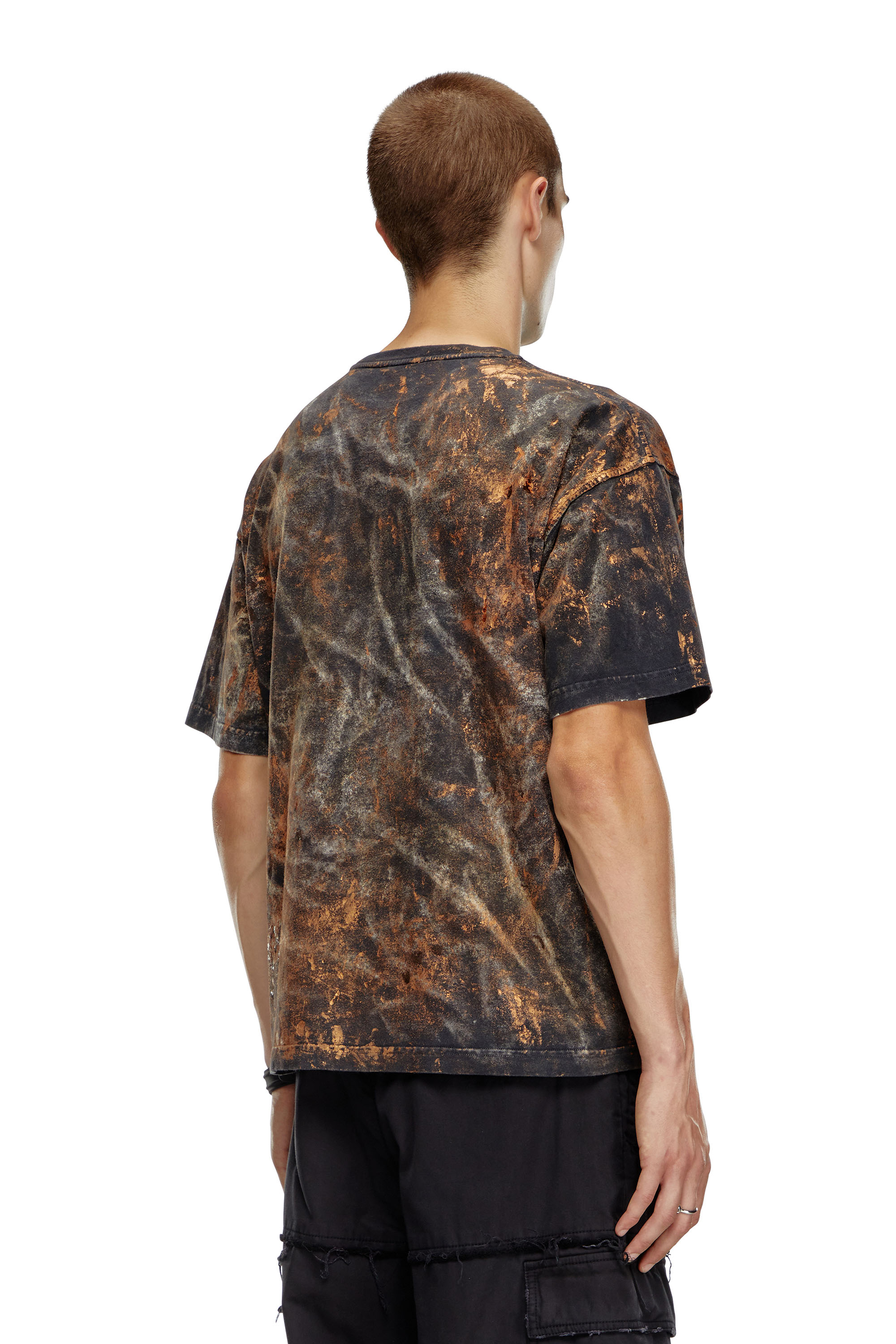 Diesel - T-BOXT-Q12, T-shirt effet sali avec lettrage à logo Homme in Marron - 3