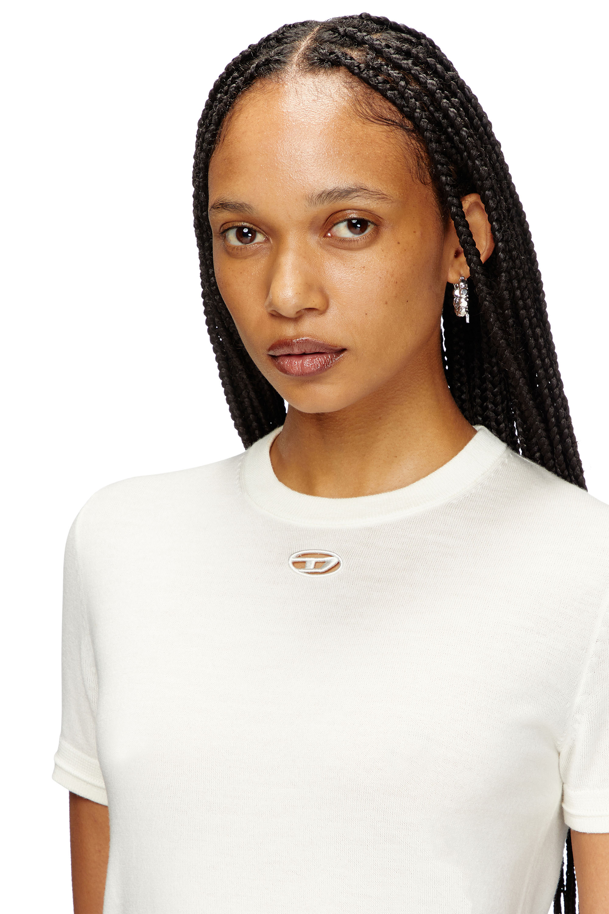 Diesel - M-ALINE, Female's Short-sleeve jumper in wool in White - 4