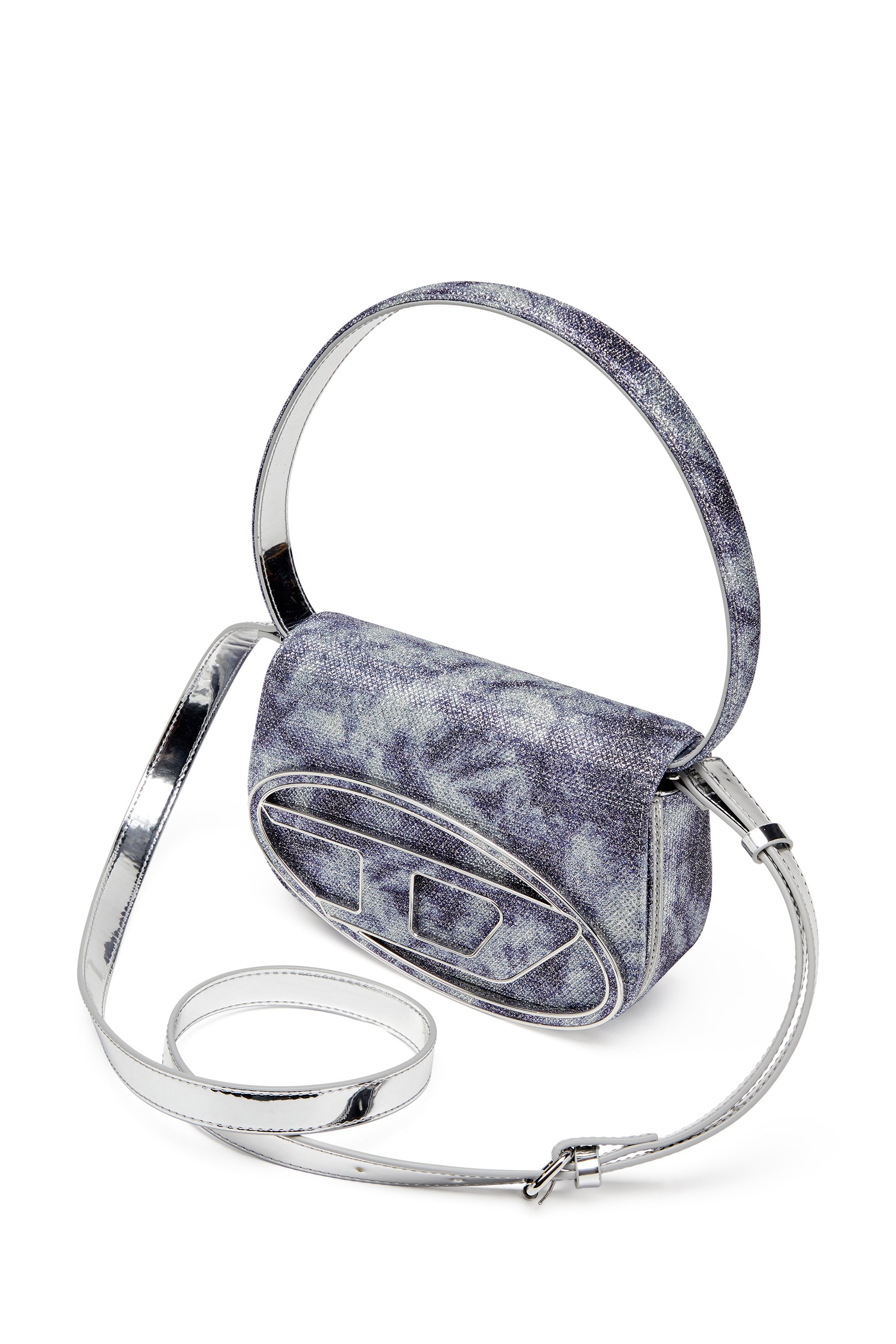 Diesel - 1DR, Female's 1DR-Iconic shoulder bag in shimmer fabric in Blue - 5