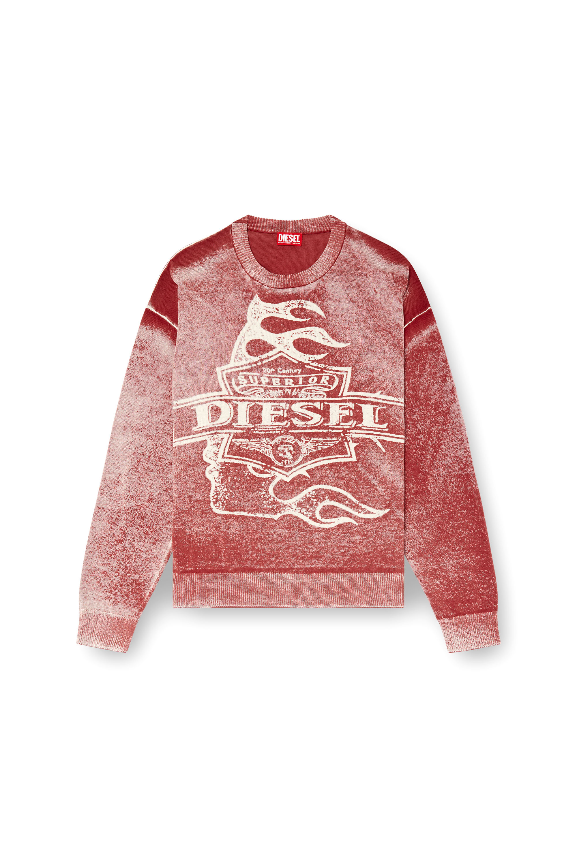 Diesel - K-BELEZ, Male's Reverse-print logo jumper in Red - 5